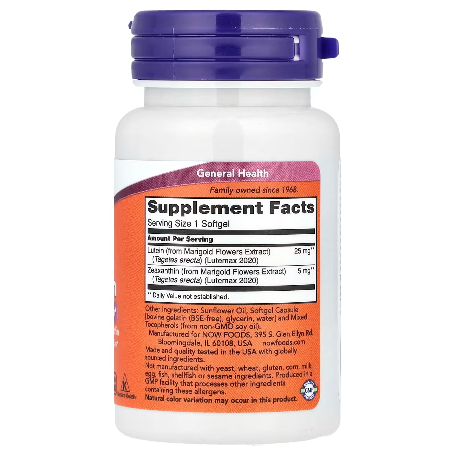 NOW Foods Lutein & Zeaxanthin Enhances Visual Function 120 Softgels thumbnail 2
