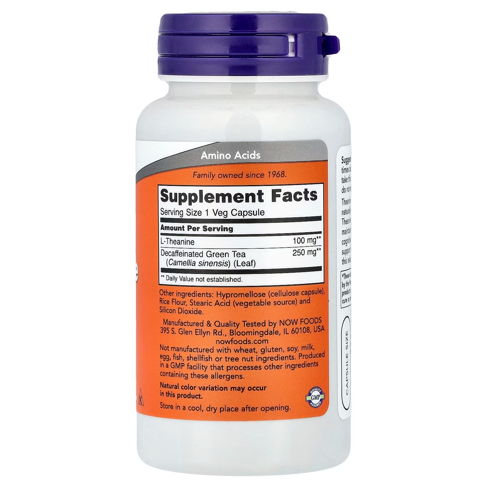 NOW Foods L-Theanine Stress Management 90 Capsules thumbnail 2