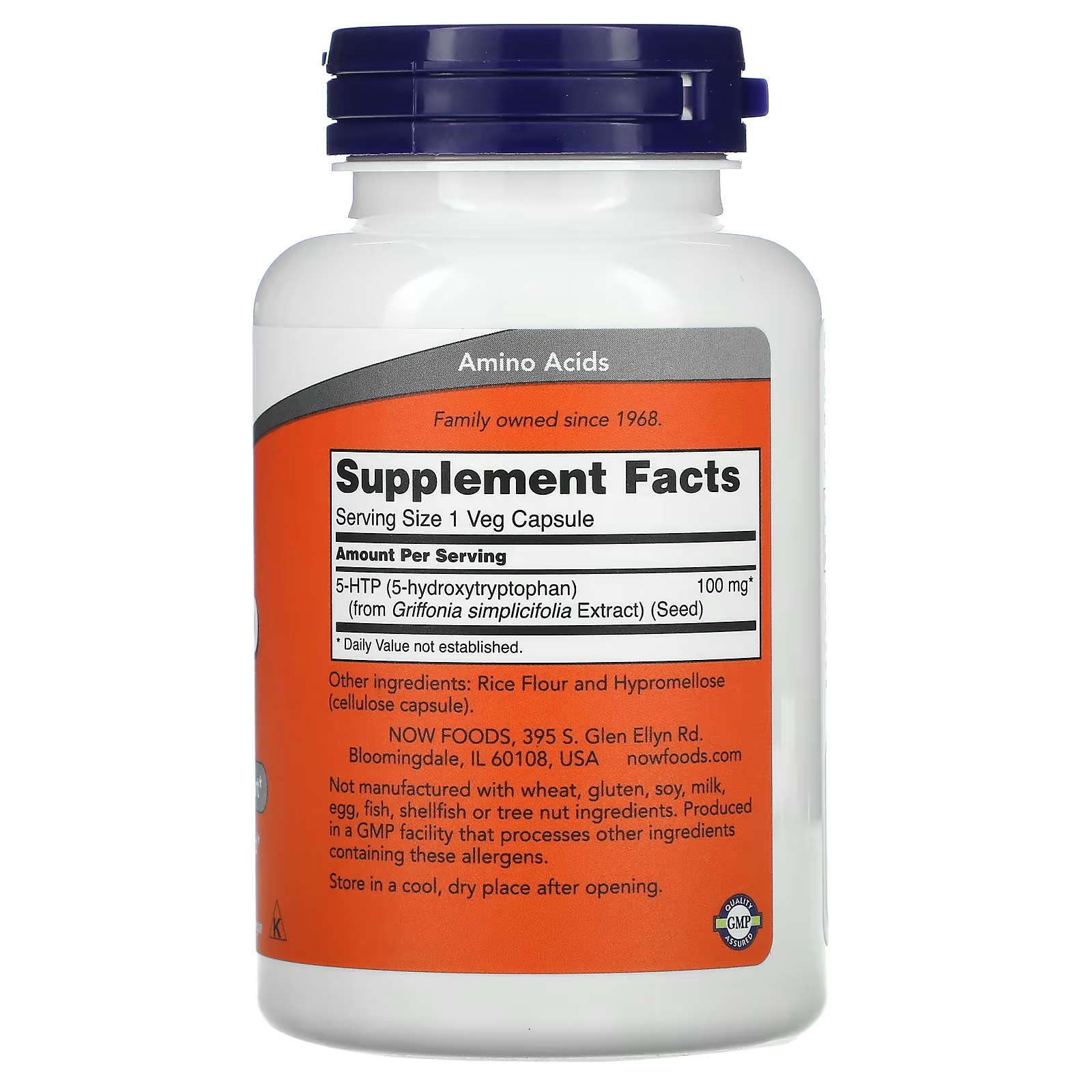 NOW Foods 5-HTP 100 mg Supports a Positive Mood 120 Capsules thumbnail 2