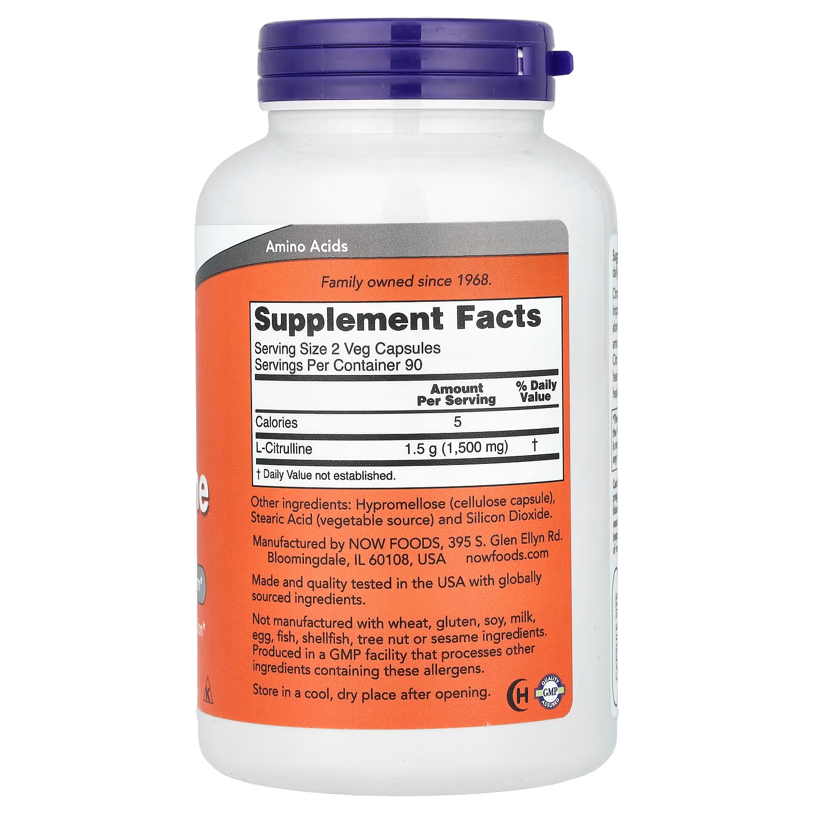 NOW Foods L-Citrulline 750 mg Supports Protein Metabolism 180 Capsules thumbnail 2