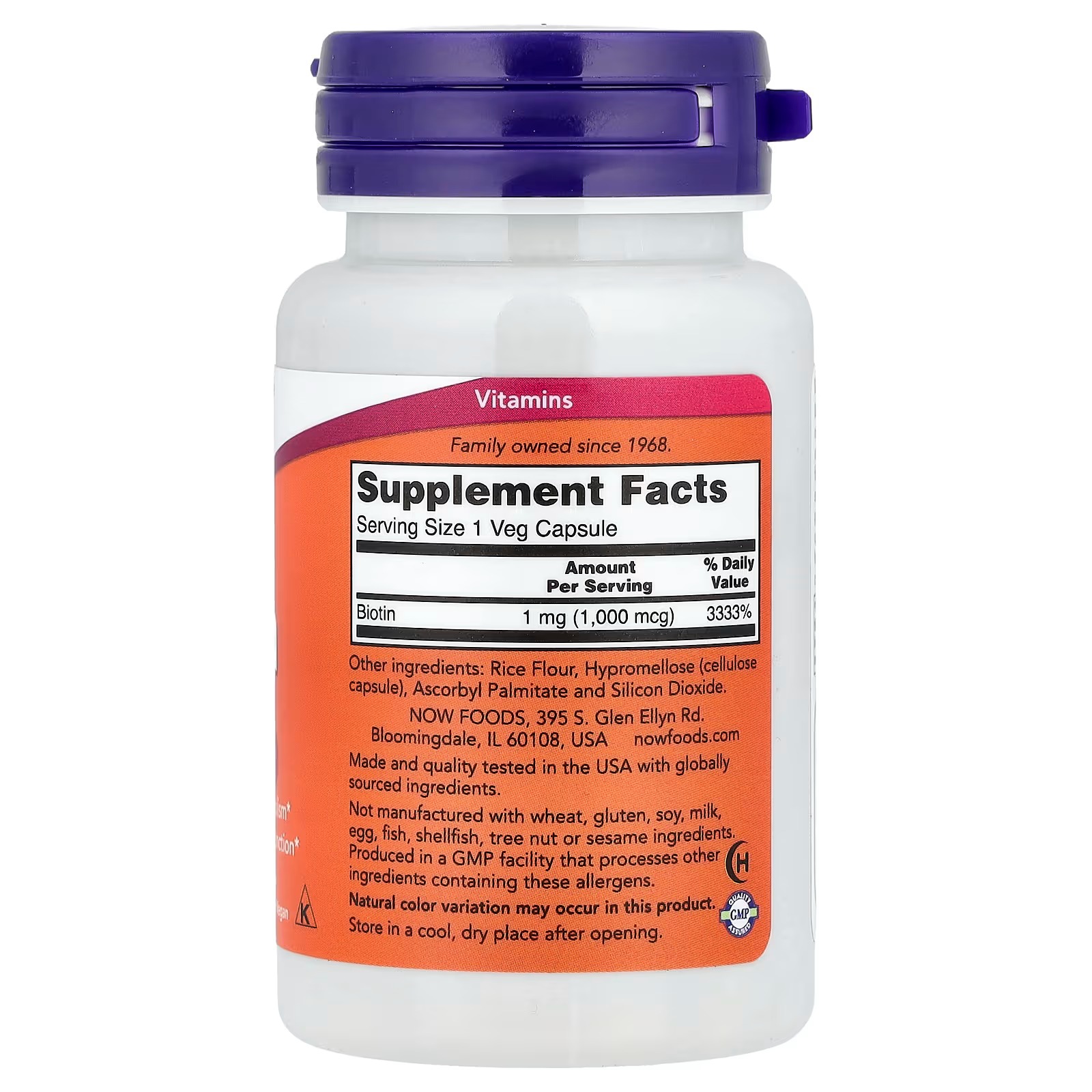NOW Foods Biotin 1000 mcg Energy Production 100  Capsules thumbnail 2