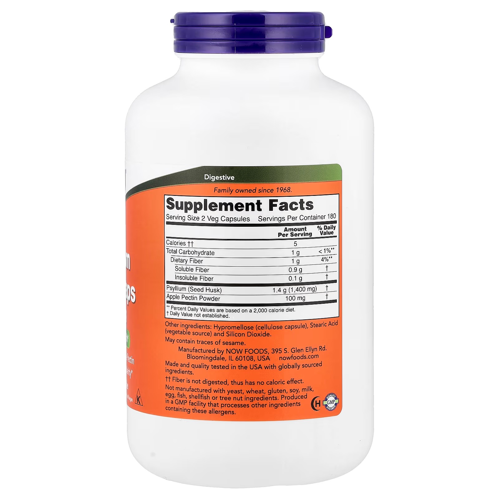 NOW Foods Psyllium Husk Intestinal Health 360 Capsules thumbnail 2