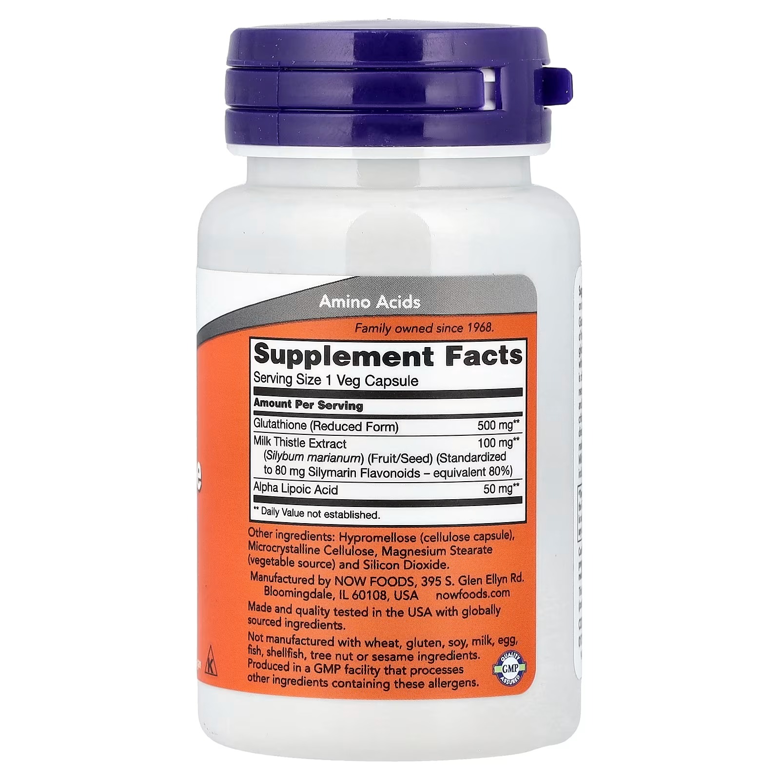NOW Foods Glutathione With Milk Thistle Extract & Alpha Lipoic Acid 30 Veg Capsules thumbnail 2