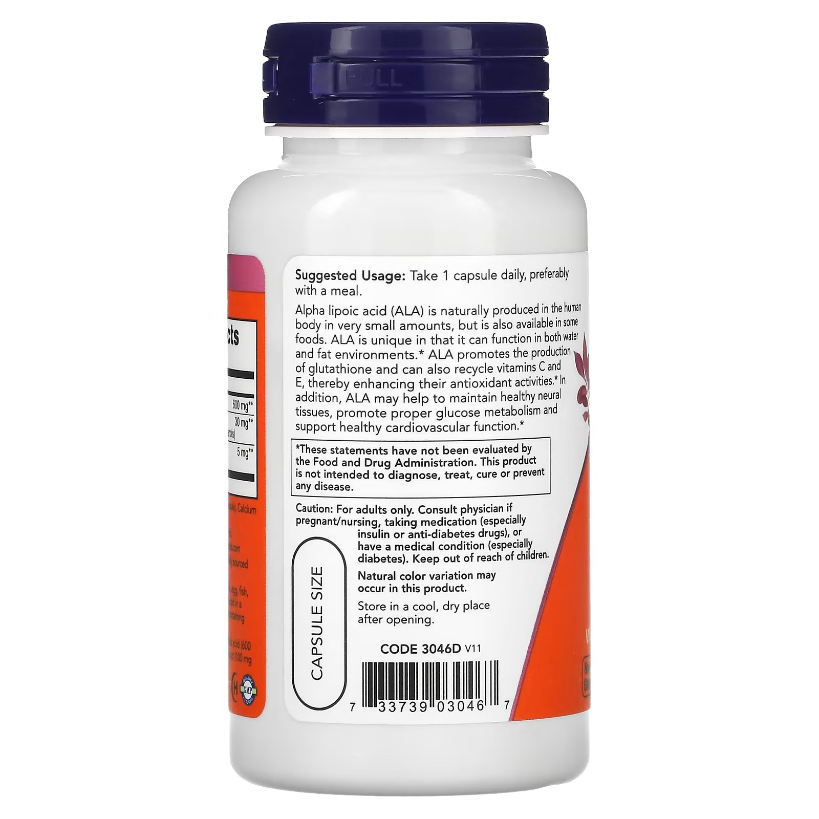 NOW Foods Alpha Lipoic Acid 600 mg 60 Capsules thumbnail 2