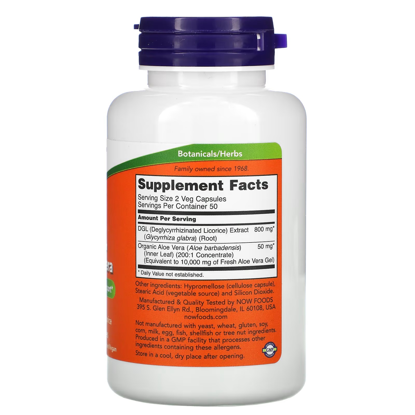 NOW Foods DGL with Aloe Vera 400 mg Digestive System Support 100  Capsules thumbnail 2