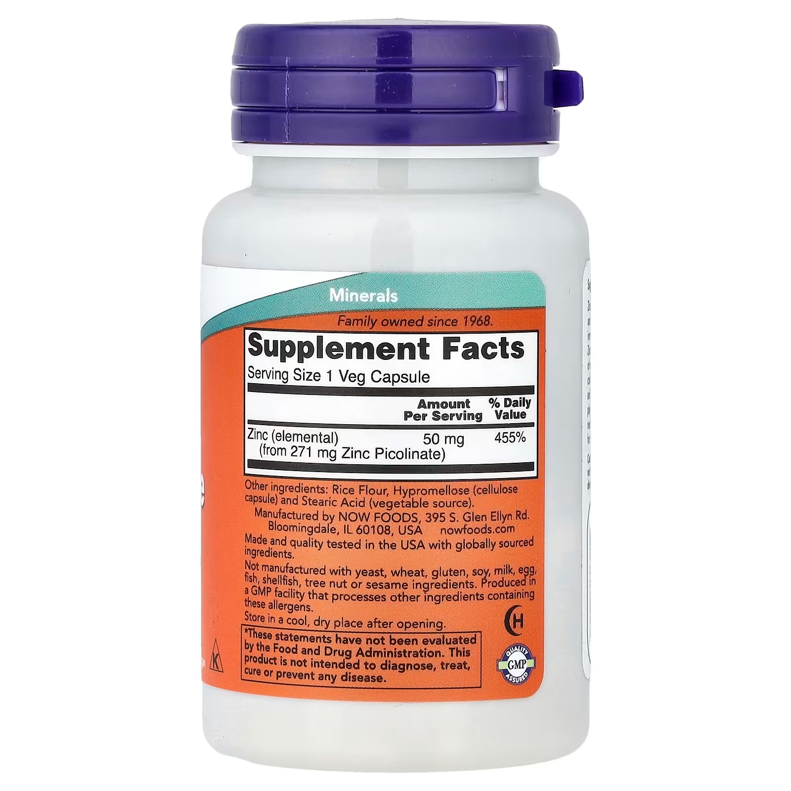 NOW Foods Zinc Picolinate 50 mg Immune Support 30  Capsules thumbnail 2