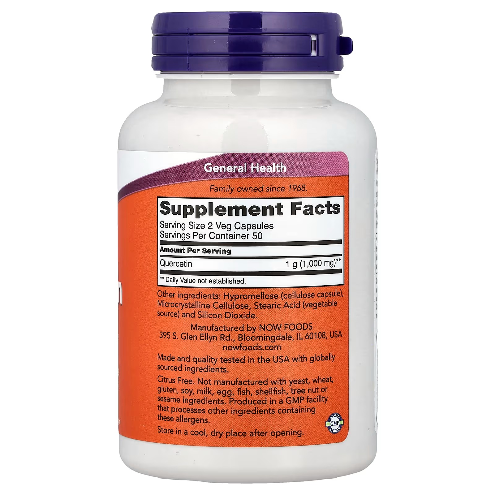 NOW Foods Quercetin, 500 mg Respiratory Health 100  Capsules thumbnail 2