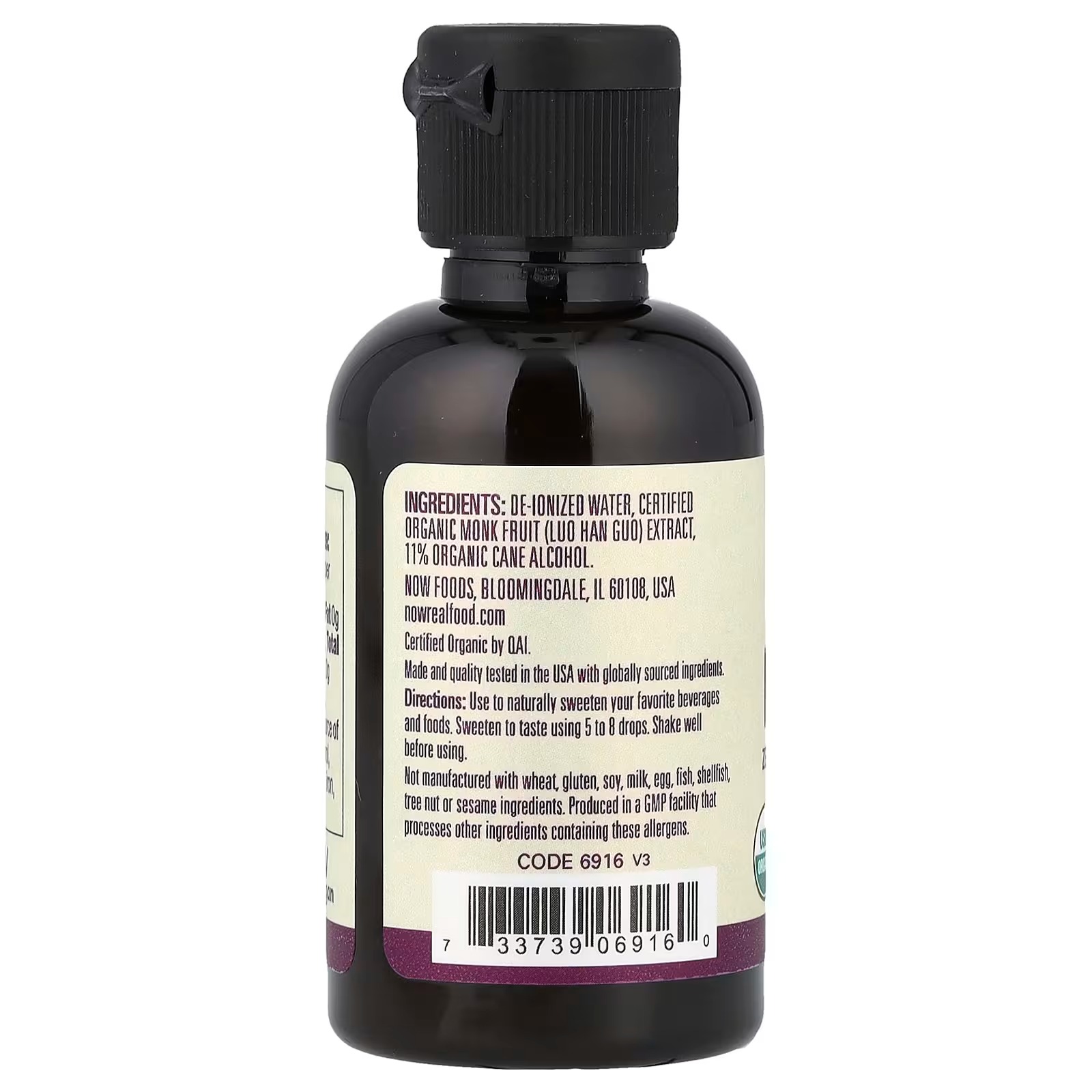 Now Foods organic monk fruit liquid sweetener 59 ml thumbnail 2
