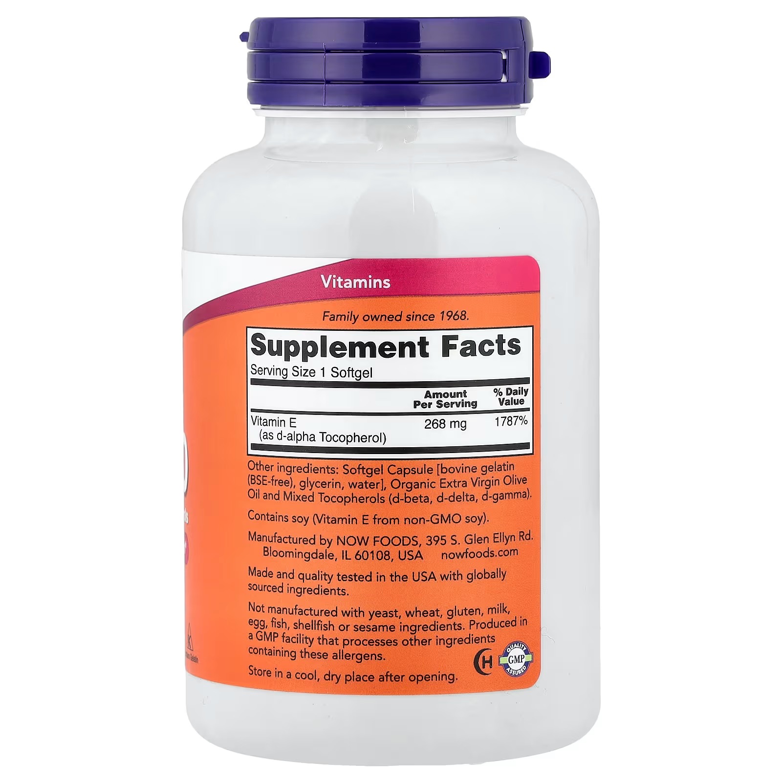 NOW Foods E-400 with Mixed Tocopherols 268 mg 400 IU 250 Softgels thumbnail 2