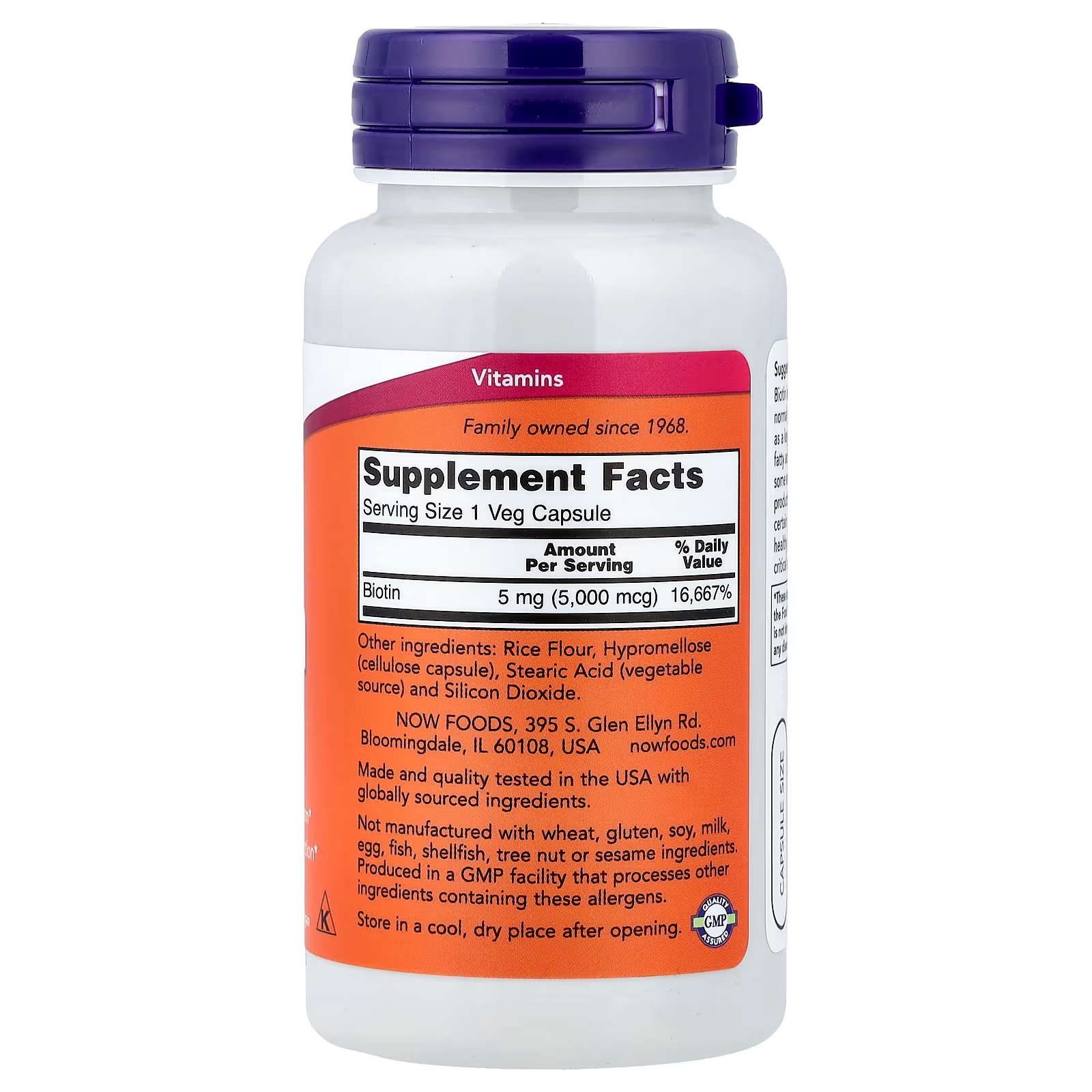 NOW Foods Biotin 5,000 mcg Energy Production  60  Capsules thumbnail 2