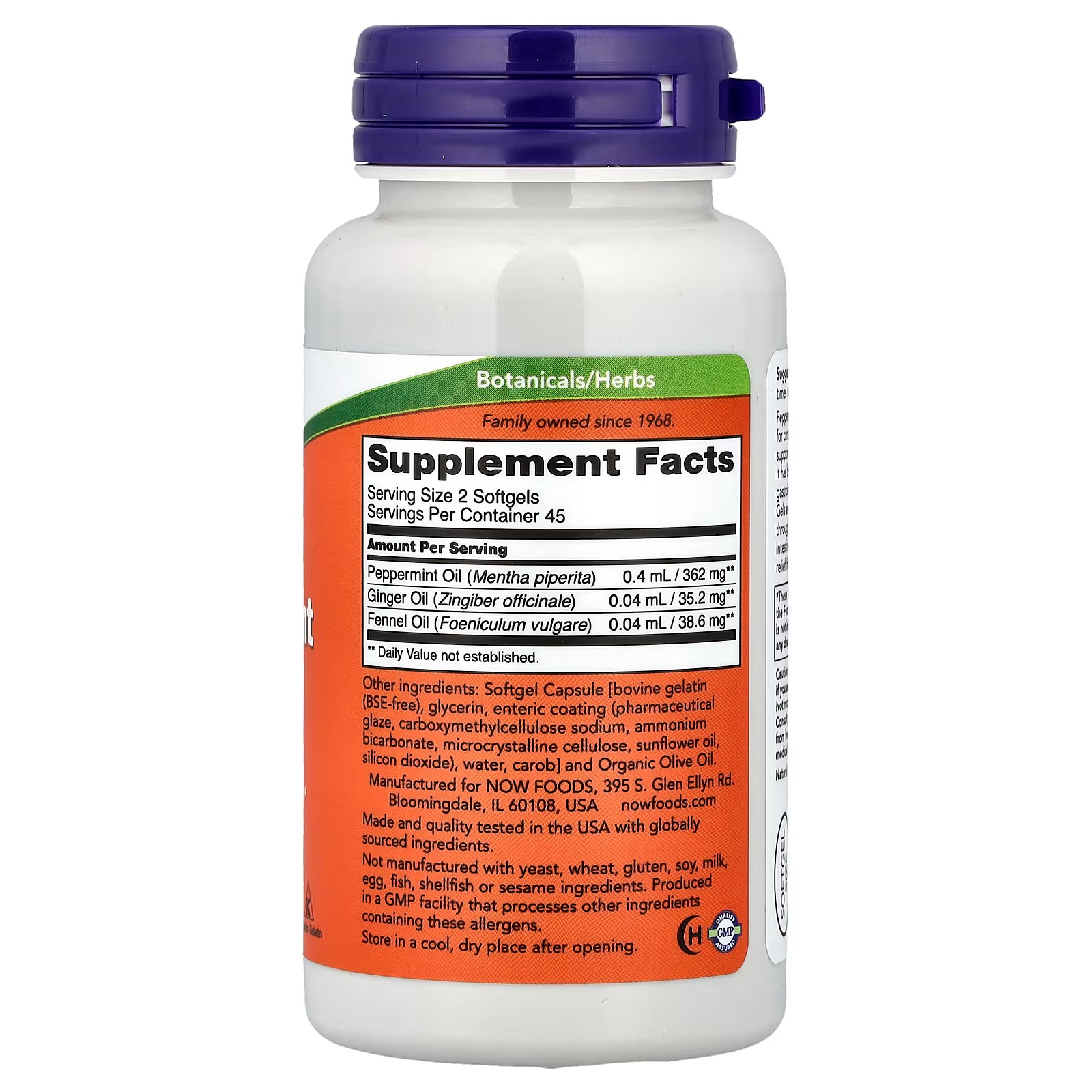 NOW Foods Peppermint Gels With Ginger & Fennel Oils 90 Softgels thumbnail 2