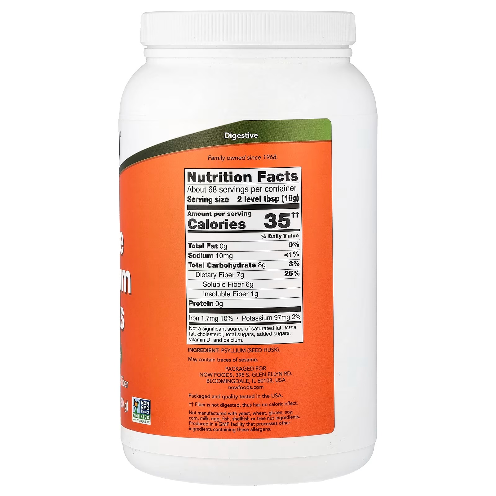 NOW Foods Whole Psyllium Husks Soluble Fiber 680 g thumbnail 2