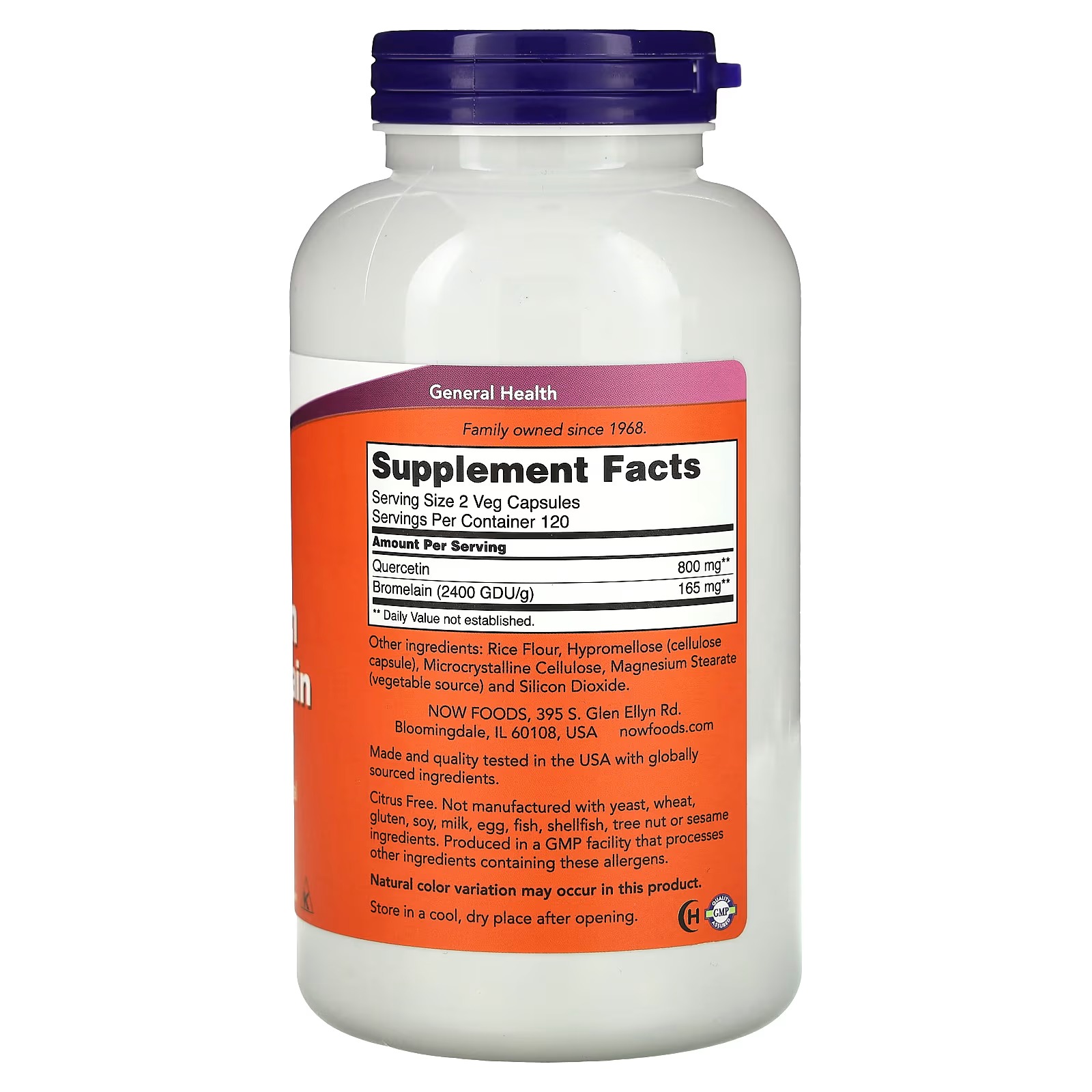 NOW Foods Quercetin with Bromelain Respiratory Health 240 Capsules thumbnail 2