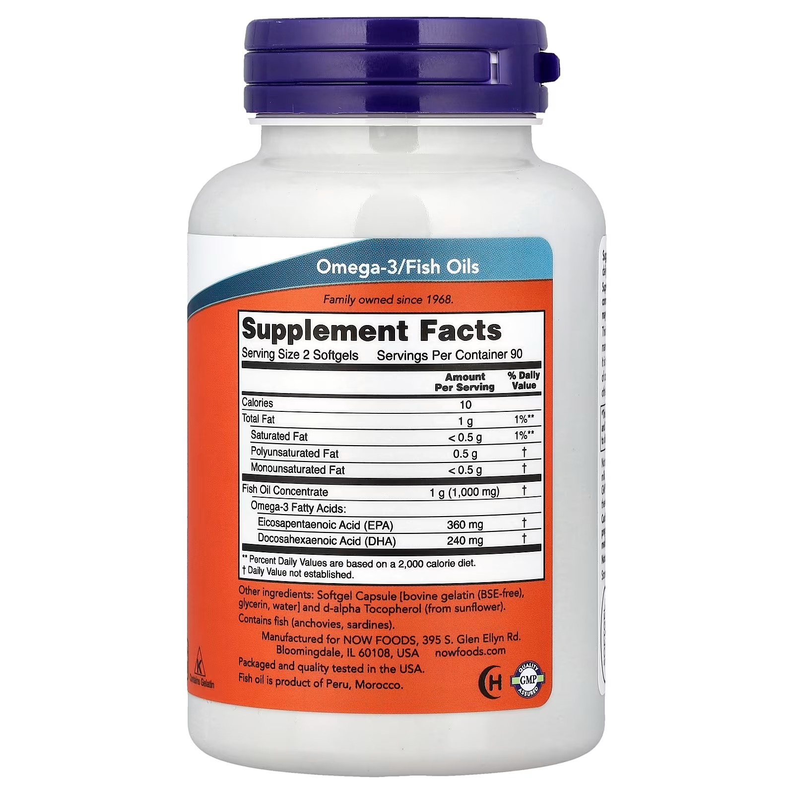 NOW Foods Omega-3 Mini Gels Fish Oil Cardiovascular Support 180 Softgels thumbnail 2