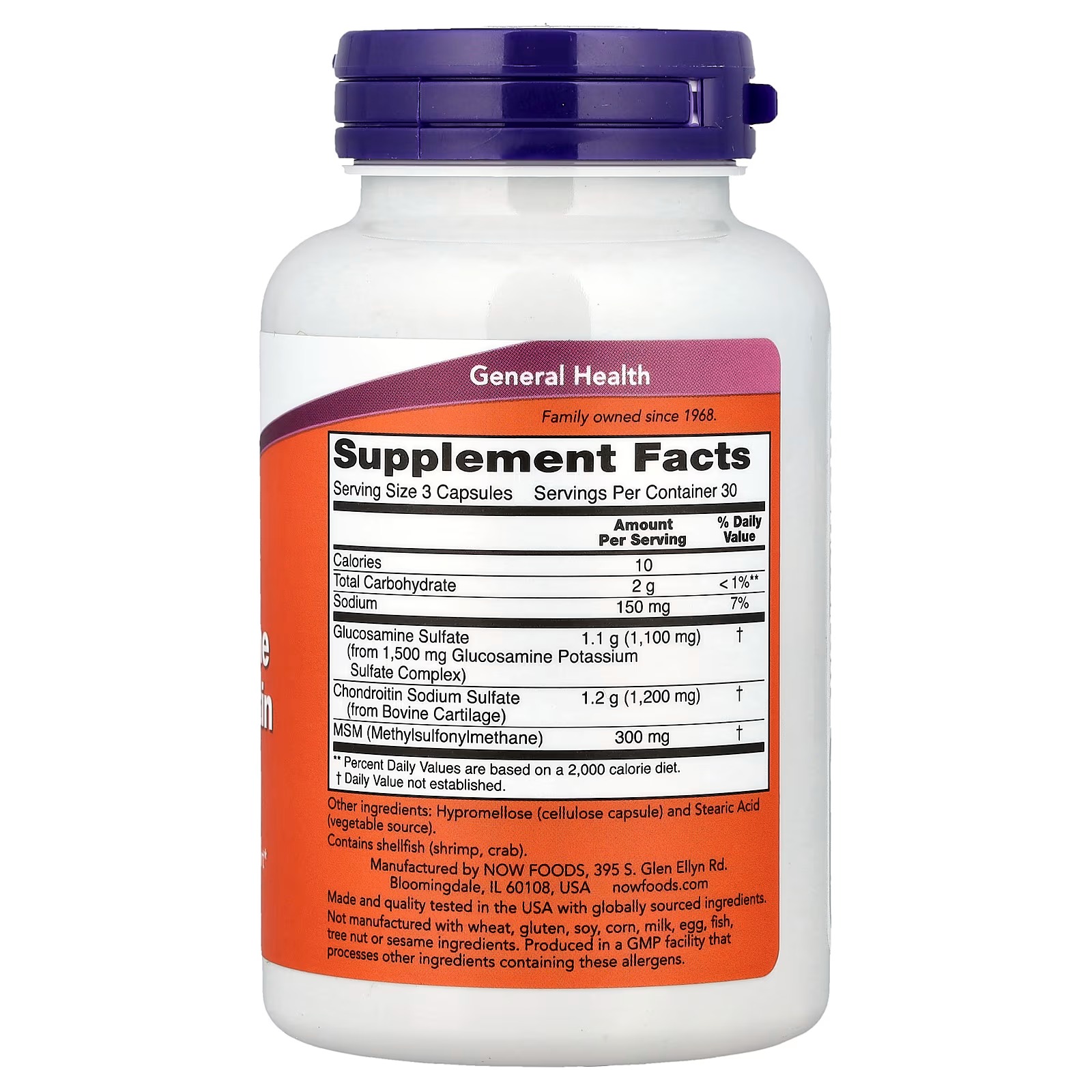 NOW Foods Glucosamine & Chondroitin with MSM Joint Health 90 Capsules thumbnail 2