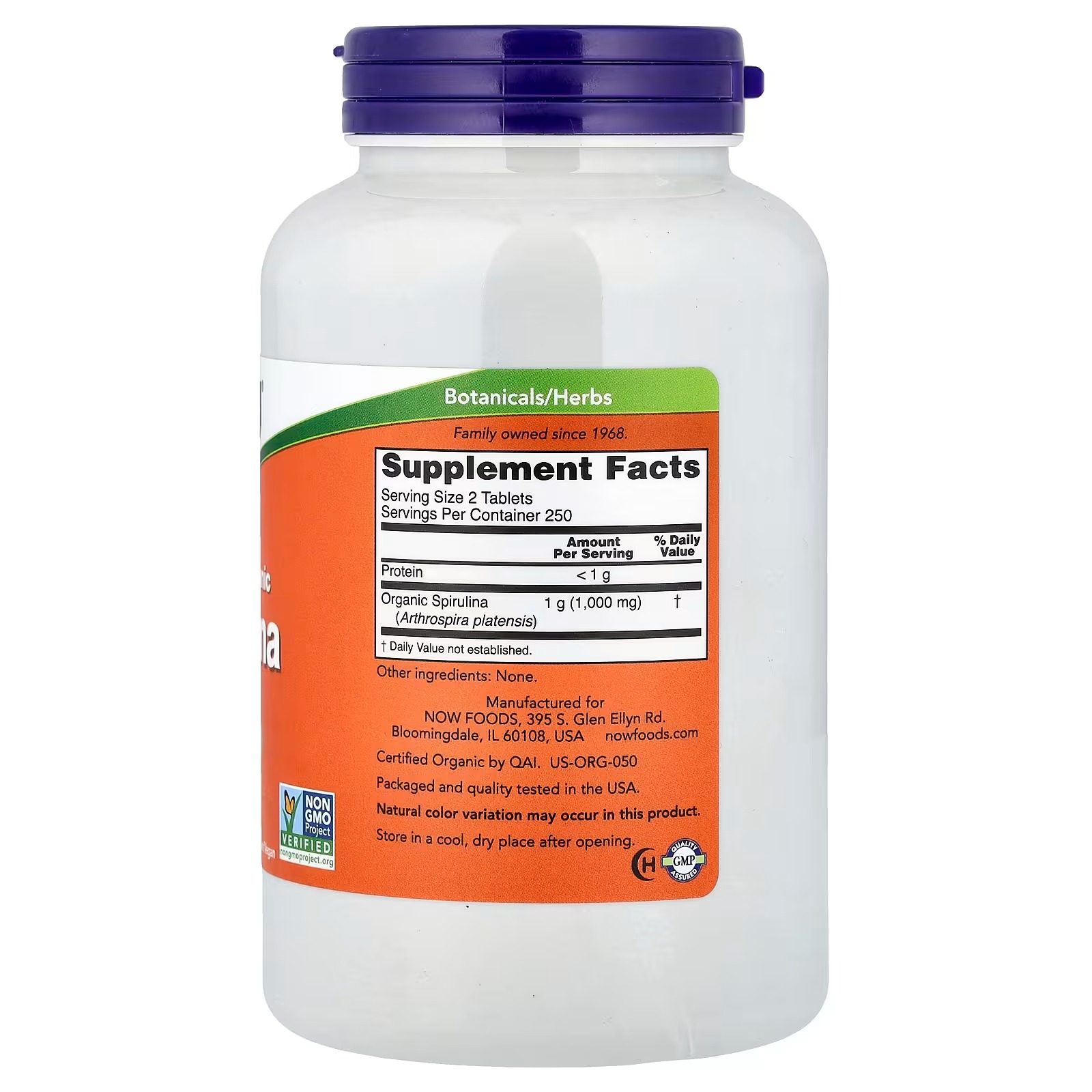 NOW Foods Certified Organic Spirulina 500 mg Nutrient Rich 500 Tablets thumbnail 2