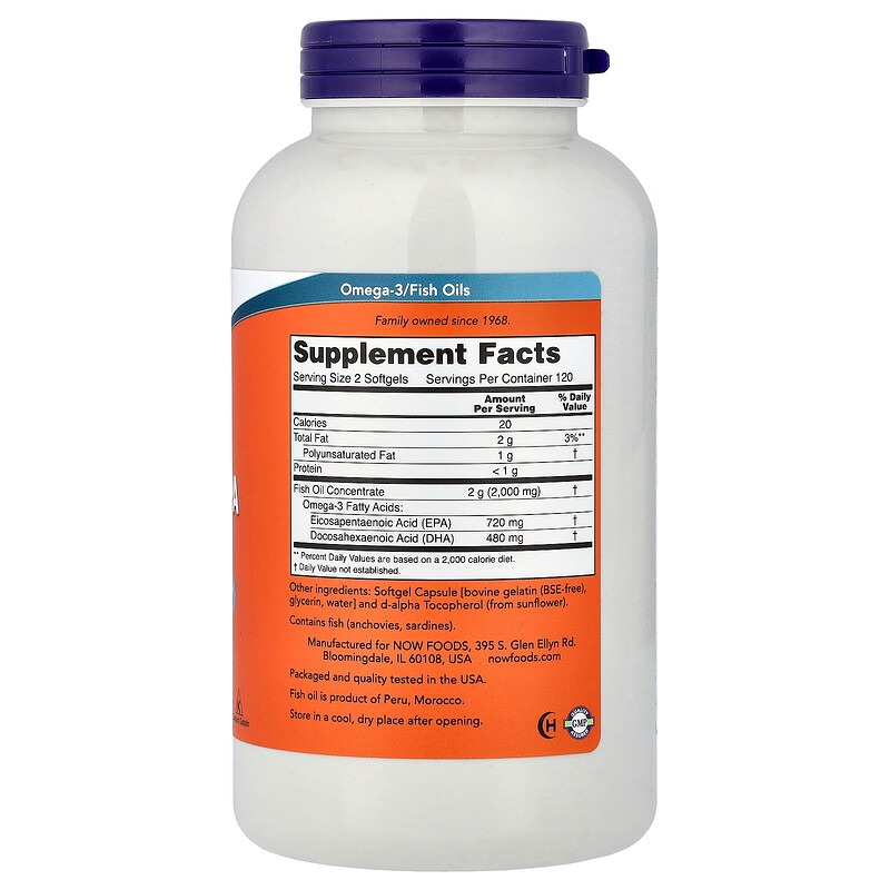 NOW Foods Super Omega EPA Fish Oil Cardiovascular Support 240 Softgels thumbnail 2