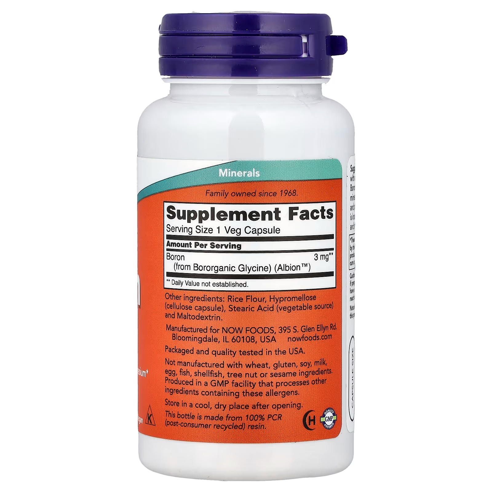 NOW Foods Boron 3 mg Bone Support 100 Capsules thumbnail 2