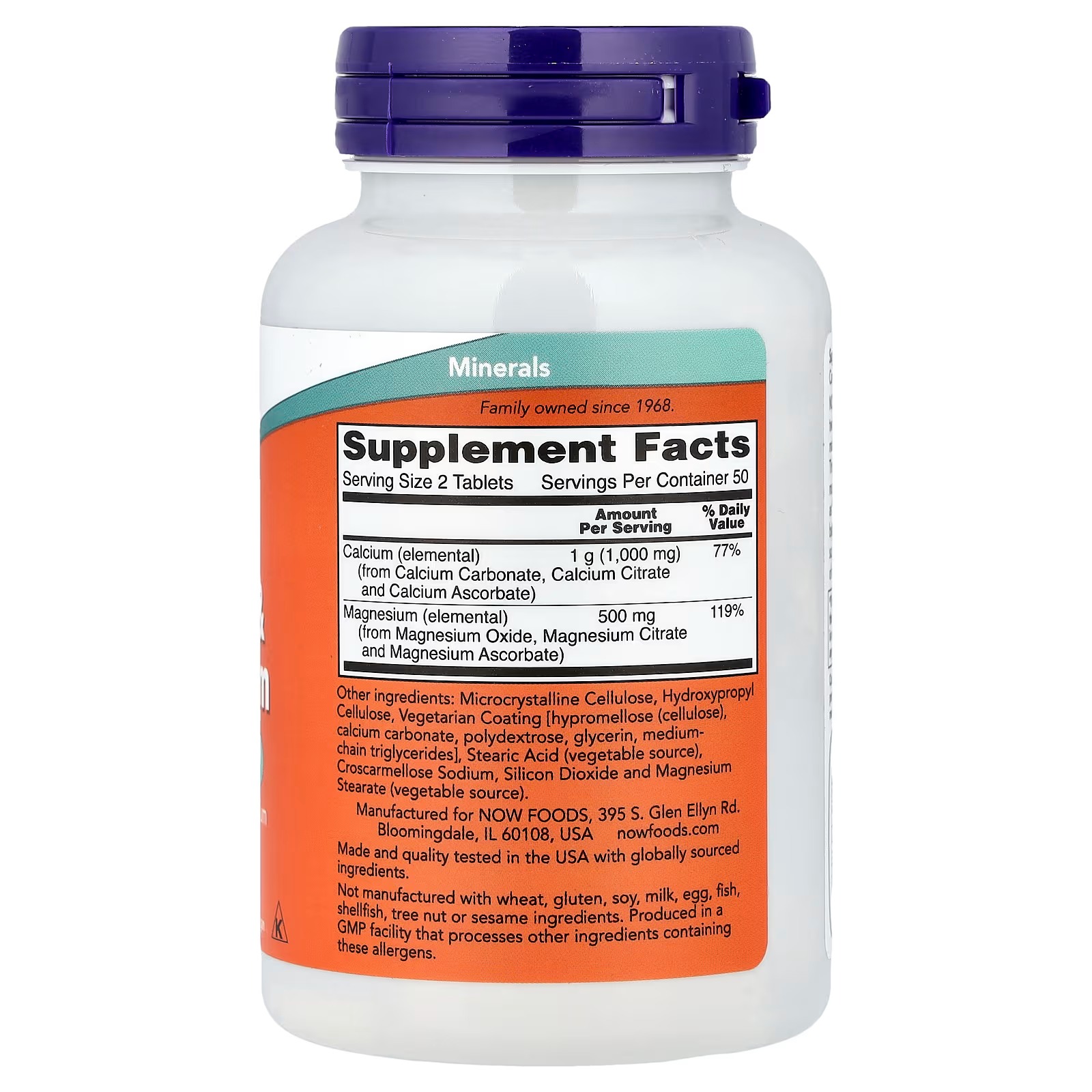 NOW Foods Calcium & Magnesium Supports Bone Health 100 Tablets thumbnail 2