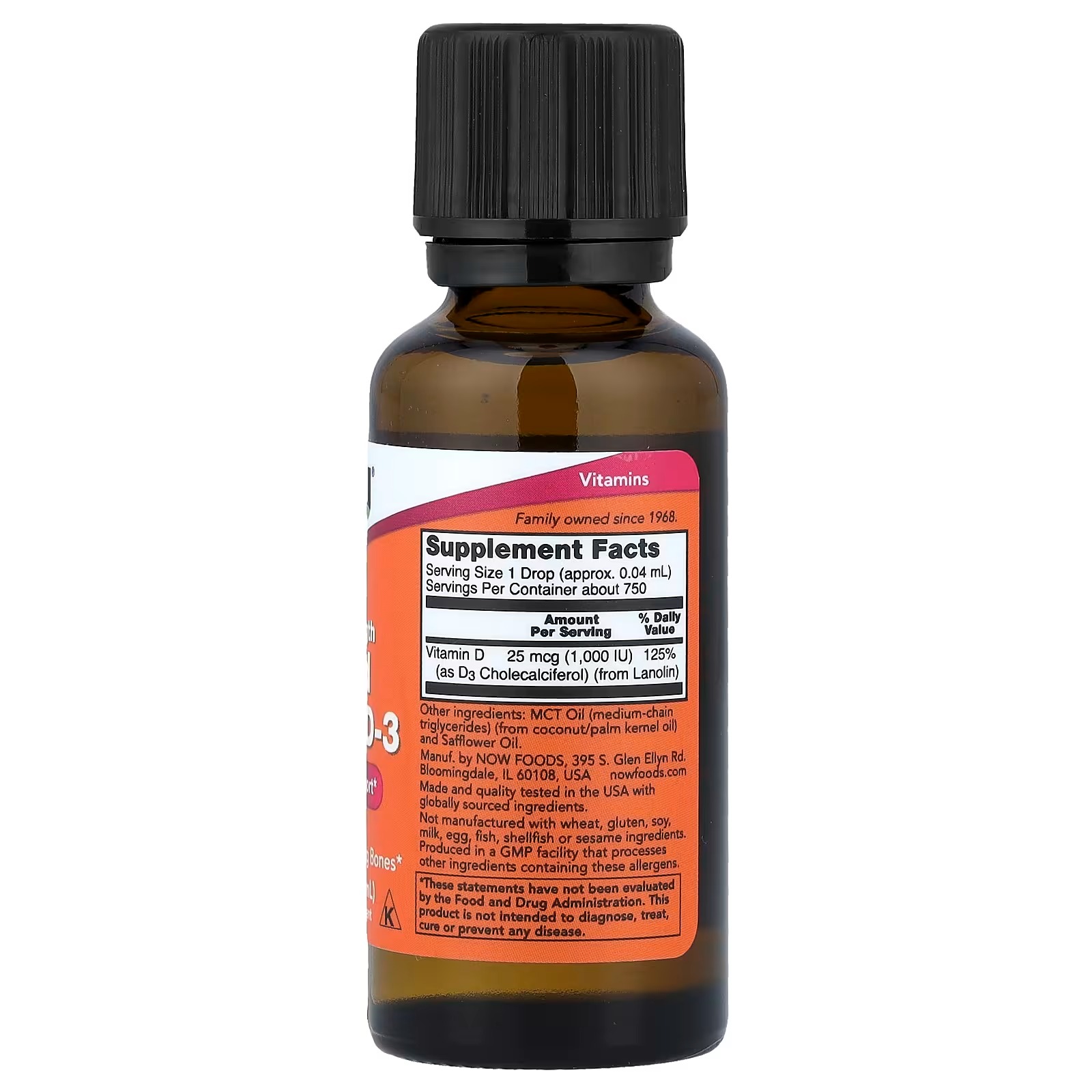 NOW Foods Liquid Vitamin D-3 1,000 IU  30 ml thumbnail 2
