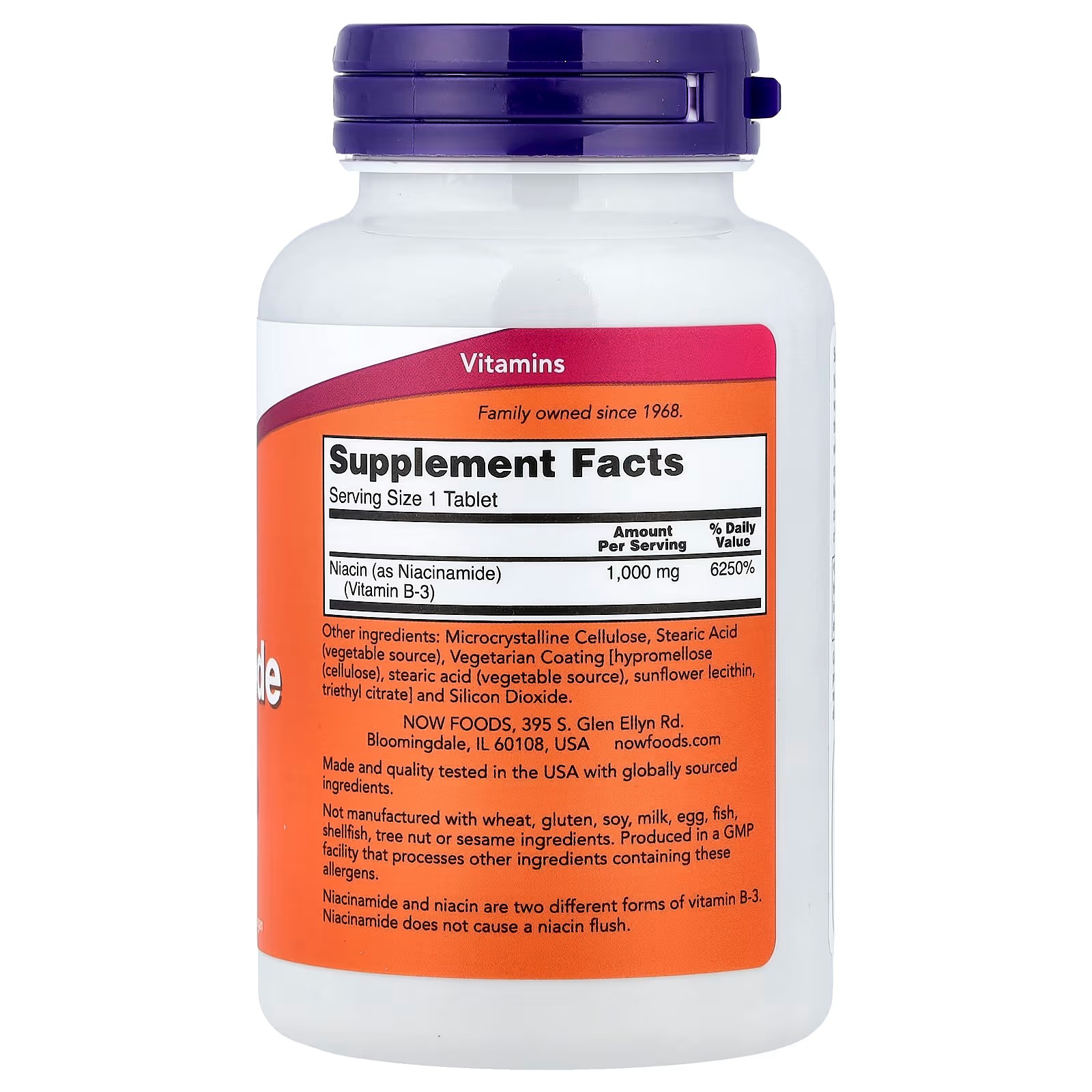 NOW Foods Niacinamide 1,000 mg Energy Production 90 Tablets thumbnail 2