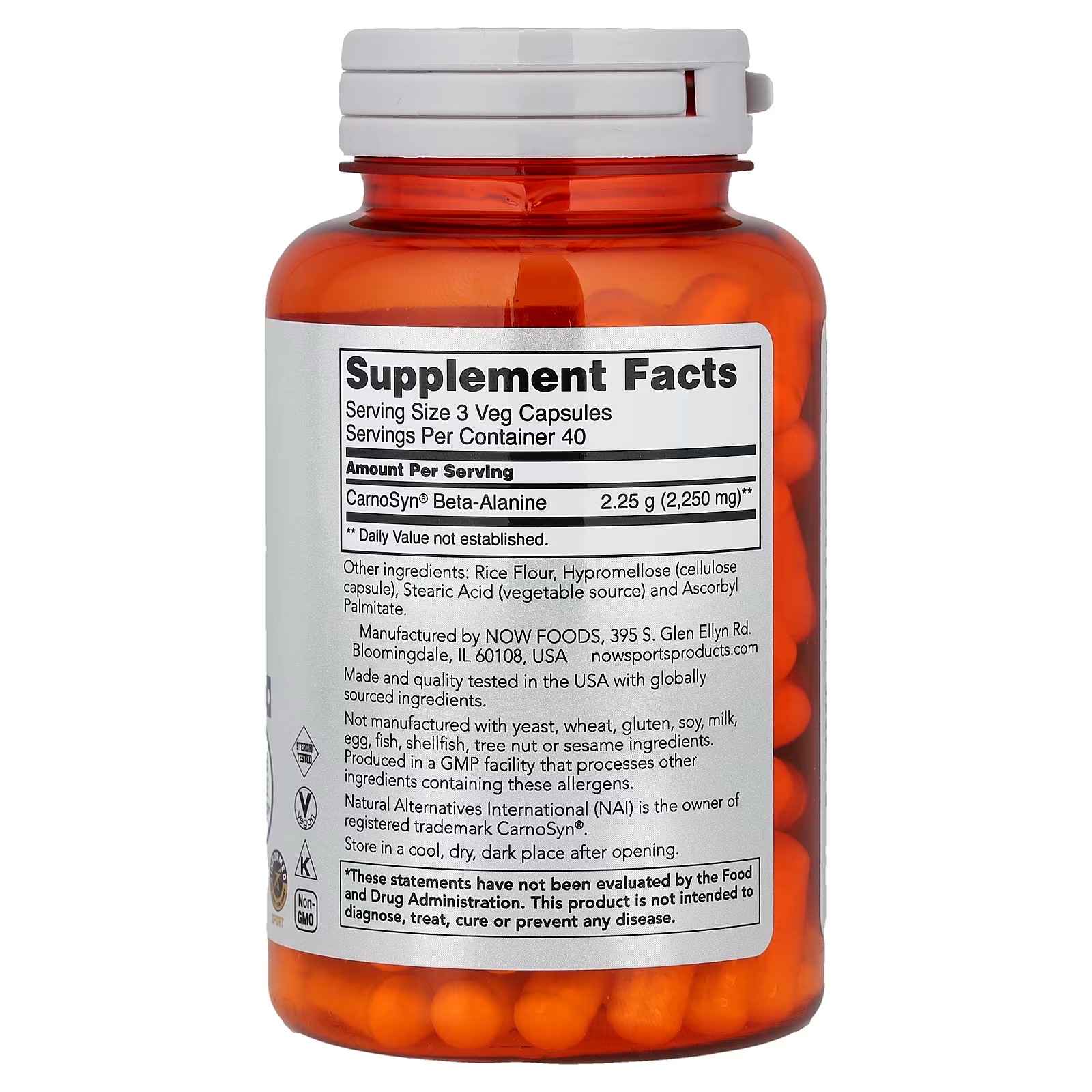 NOW Foods Sports Beta-Alanine Endurance 120  Capsules thumbnail 2