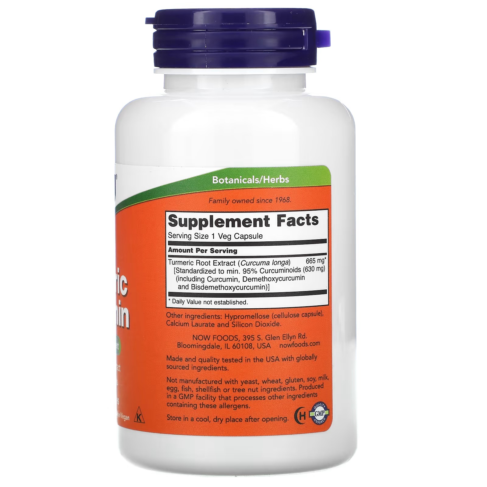 NOW Foods Turmeric Curcumin Herbal Supplement 60 Capsules thumbnail 2
