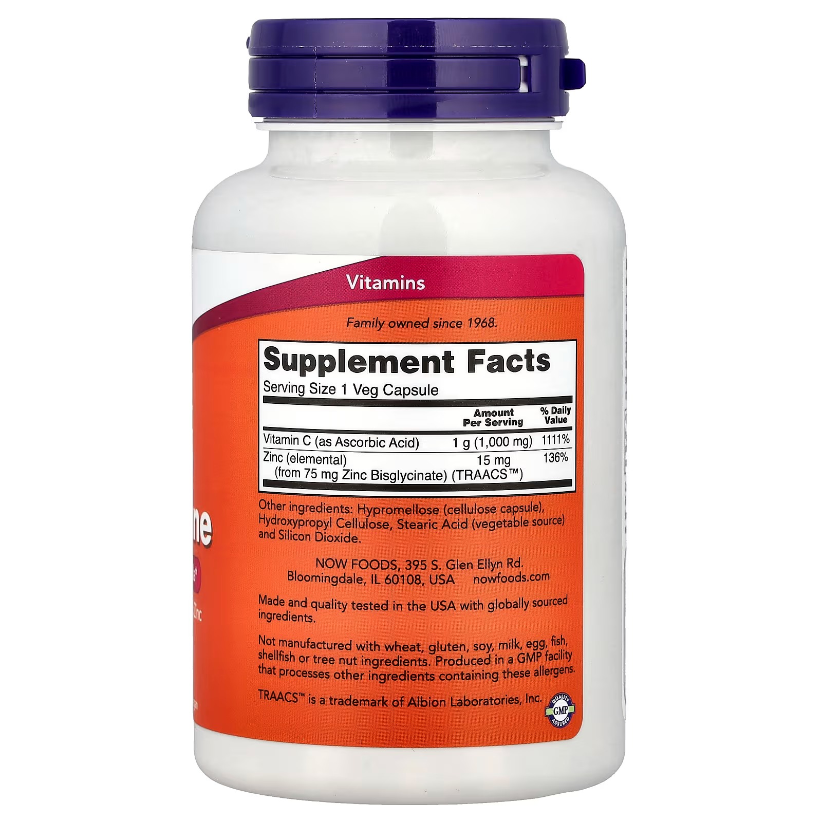 NOW Foods C-1000 Zinc Immune Seasonal Support Formula 90 Capsules thumbnail 2