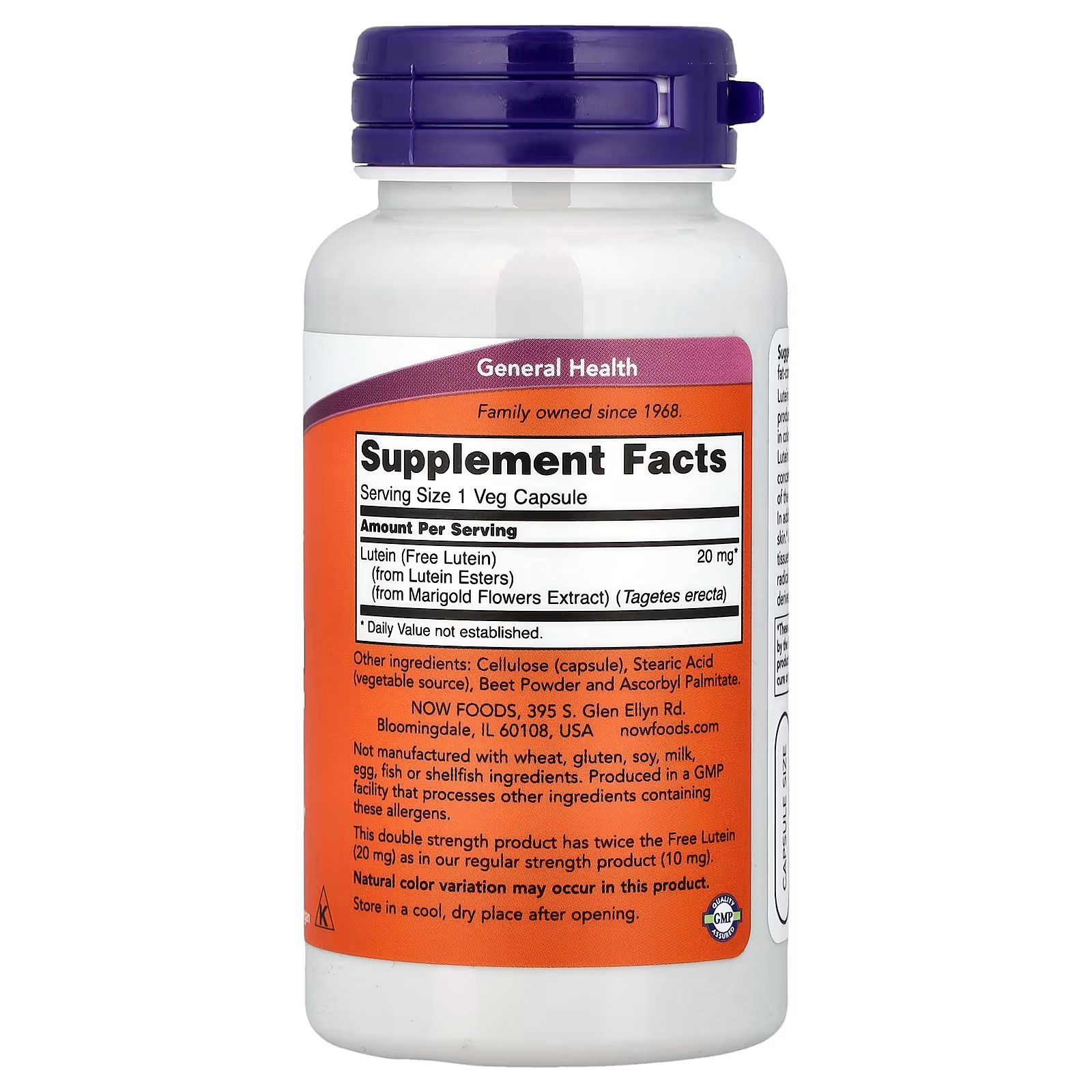 NOW Foods Lutein 20 mg Double Strength 90 Capsules thumbnail 2