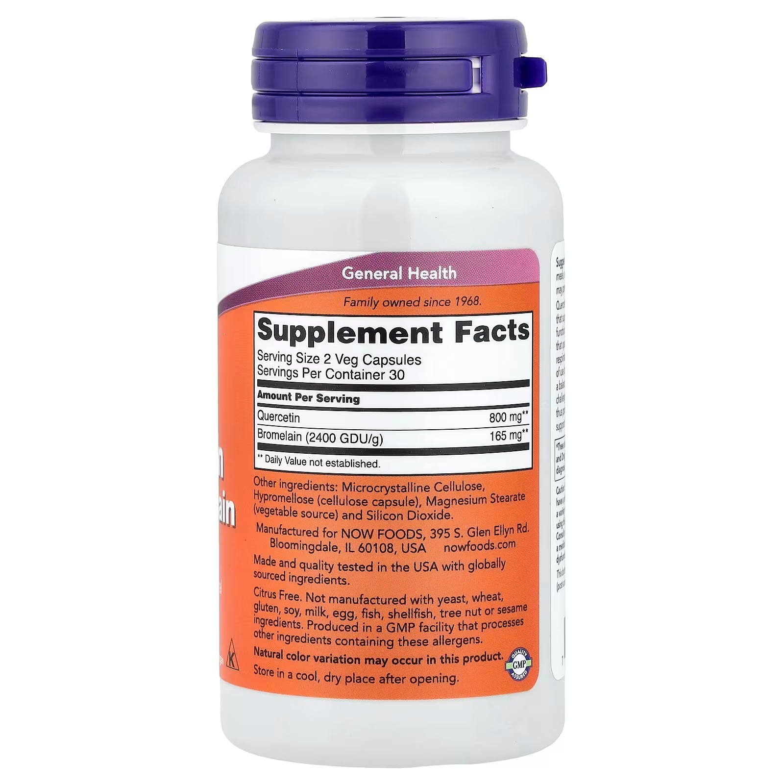 NOW Foods Quercetin with Bromelain Supports Healthy Seasonal Immune Function 60 Capsules thumbnail 2