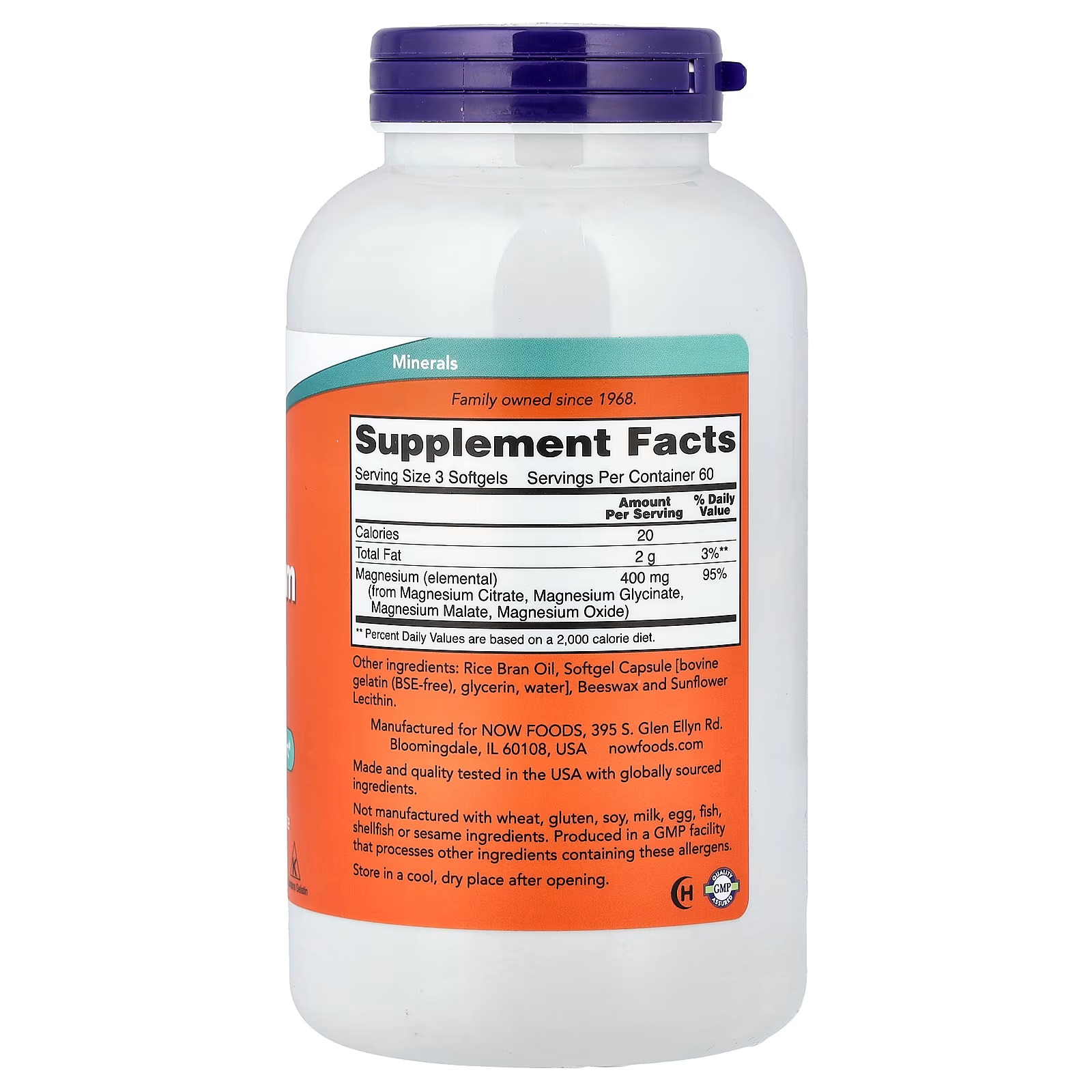 NOW Foods Magnesium Citrate Superior Bioavailability 180 Softgels thumbnail 2