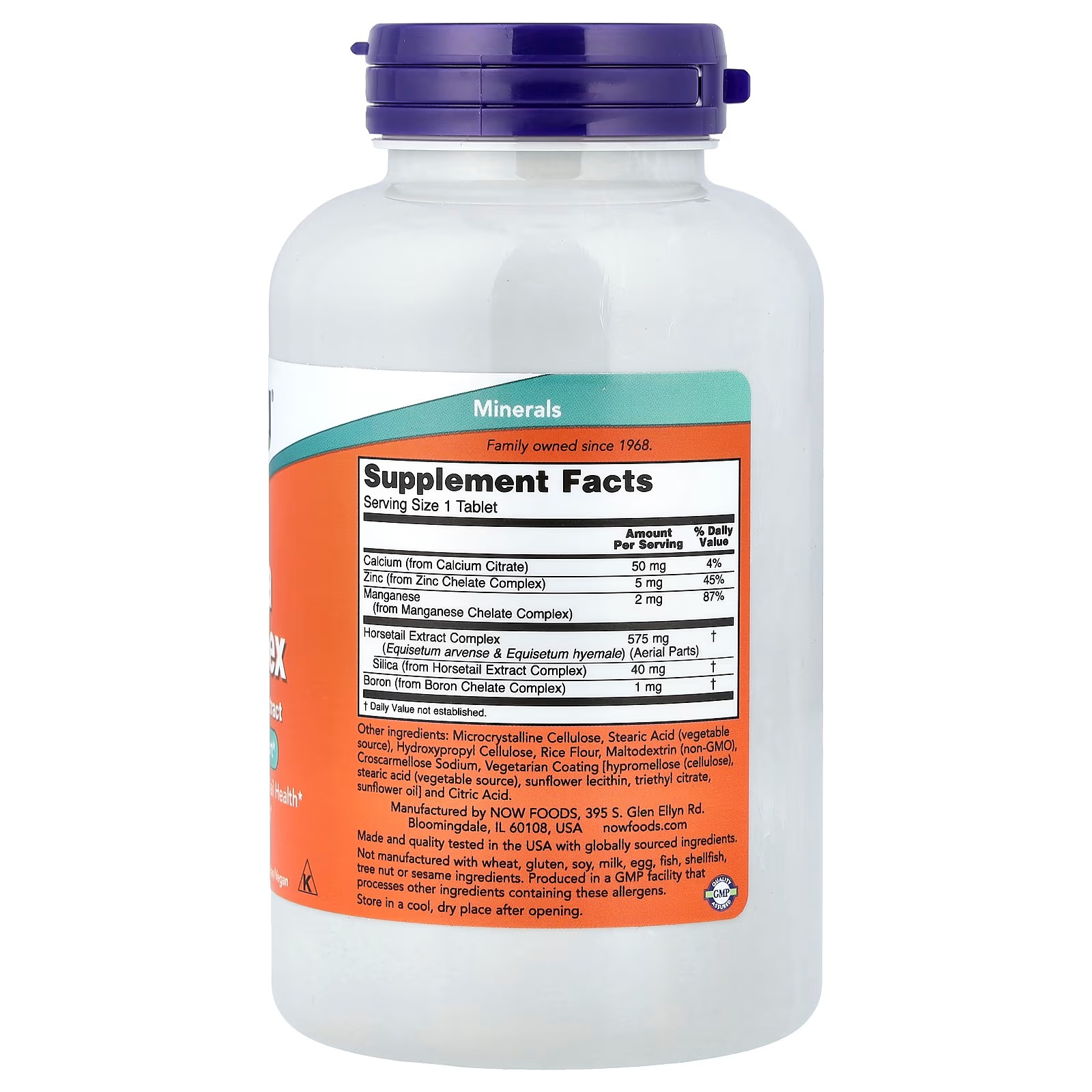 NOW Foods Silica Complex with Horsetail Extract Supports Hair, Skin and Nail Health 180 Tablets thumbnail 2