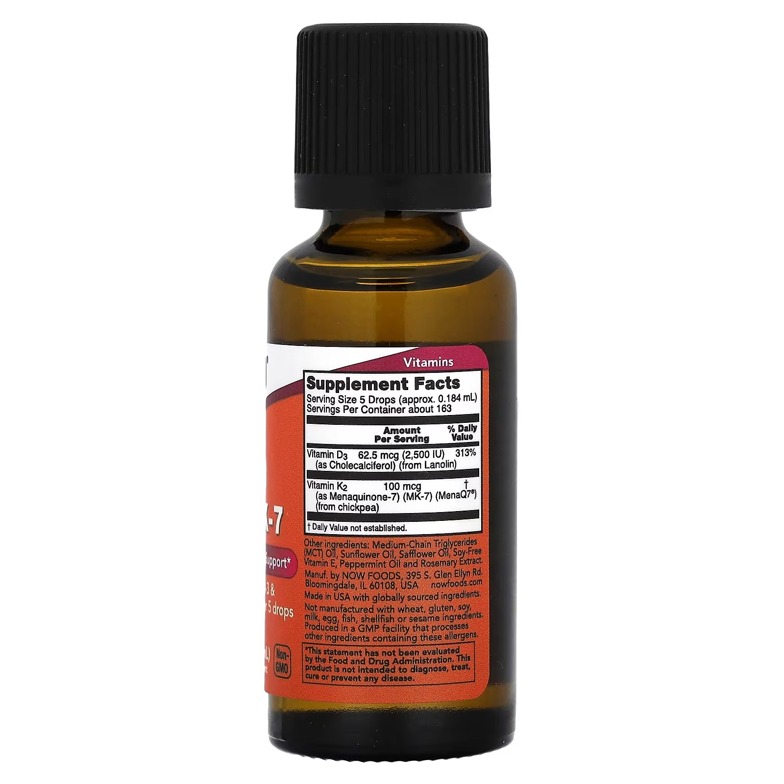 NOW Foods Liquid D-3 & MK-7 Mint  30 ml thumbnail 2