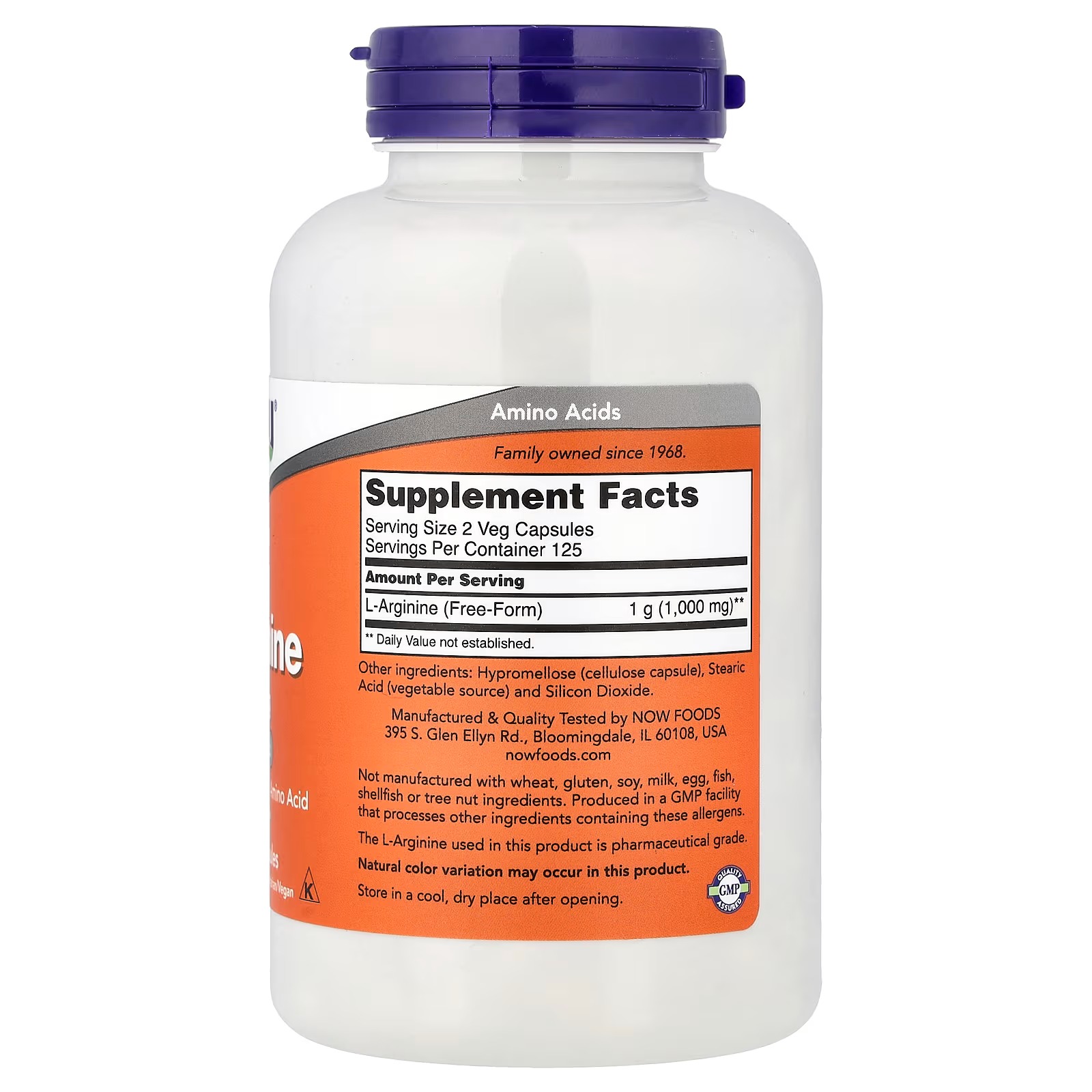 NOW Foods L-Arginine 500 mg Conditionally Essential Amino Acid 250  Capsules thumbnail 2