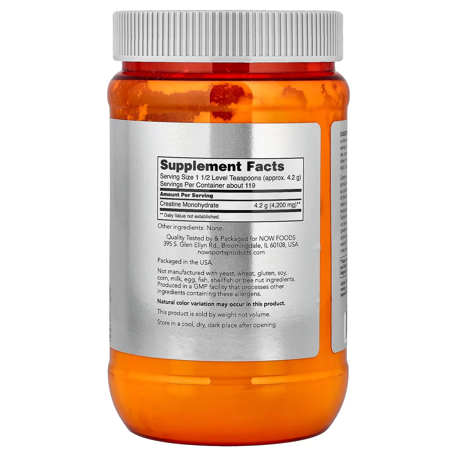 NOW Foods, Sports Micronized Creatine Monohydrate 500 g thumbnail 2