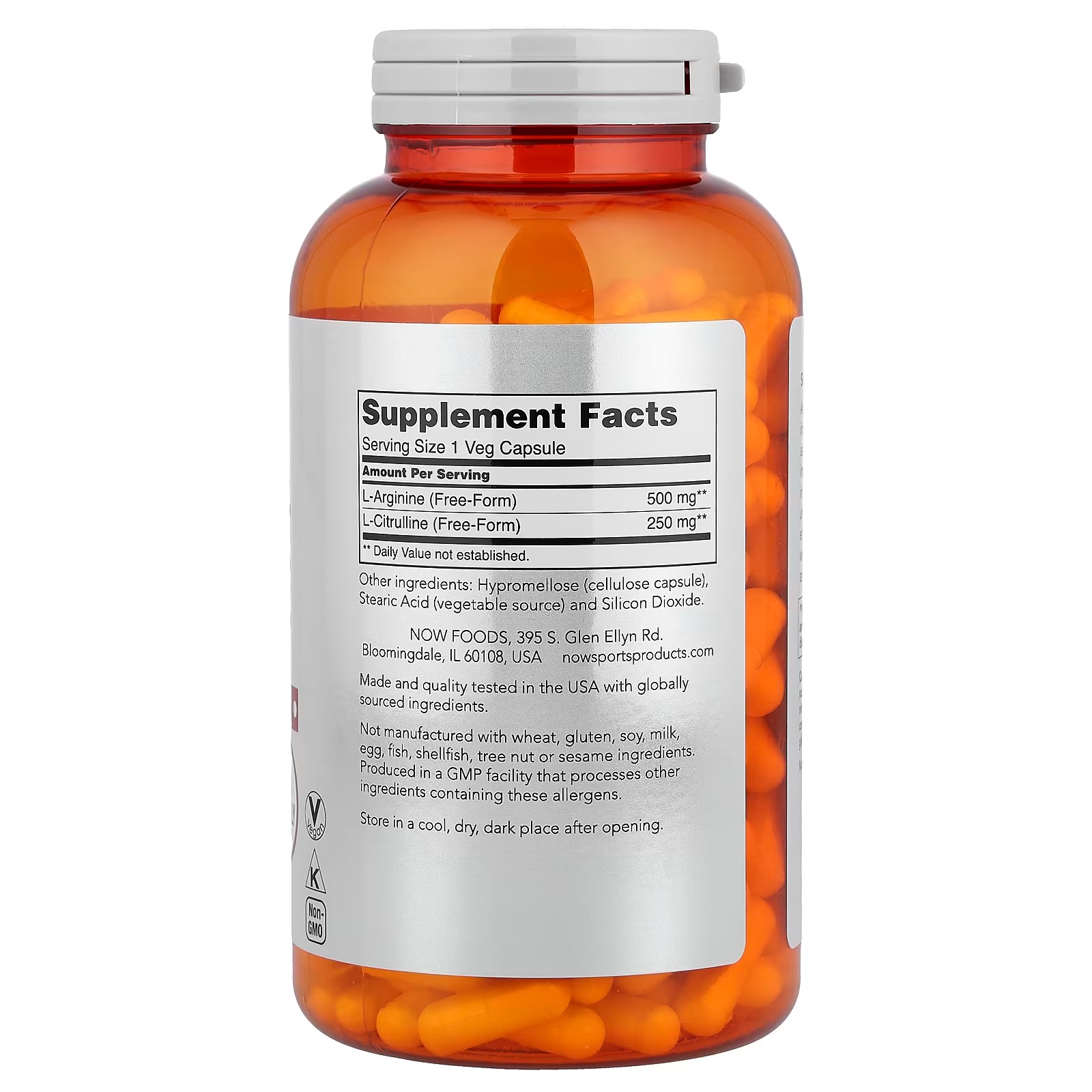 NOW Foods Sports Arginine & Citrulline Protein Metabolism 240  Capsules thumbnail 2