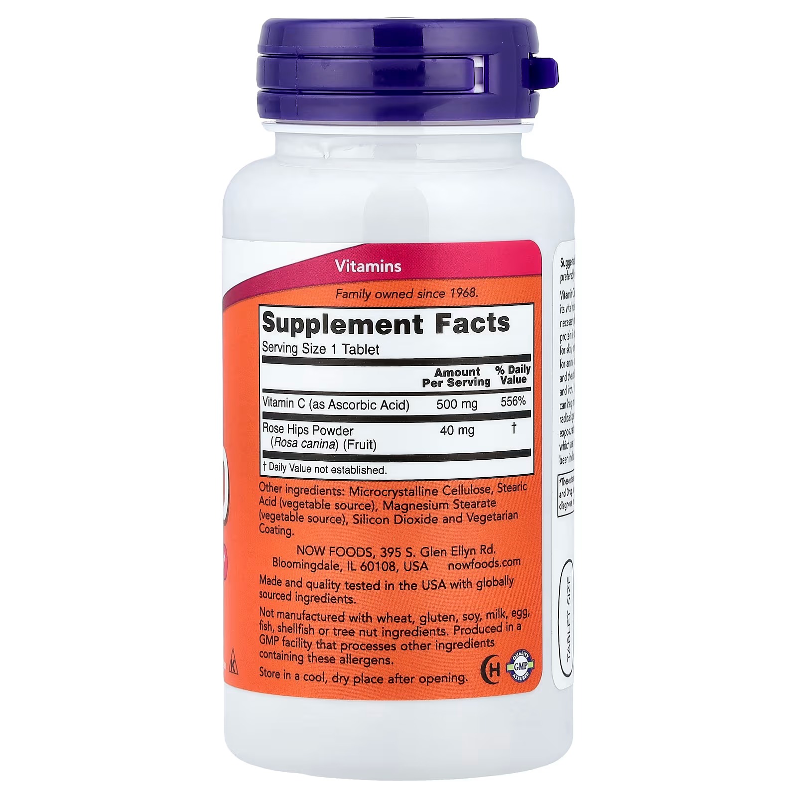NOW Foods C-500 With Rose Hips Antioxidant Protection 100 Tablets thumbnail 2