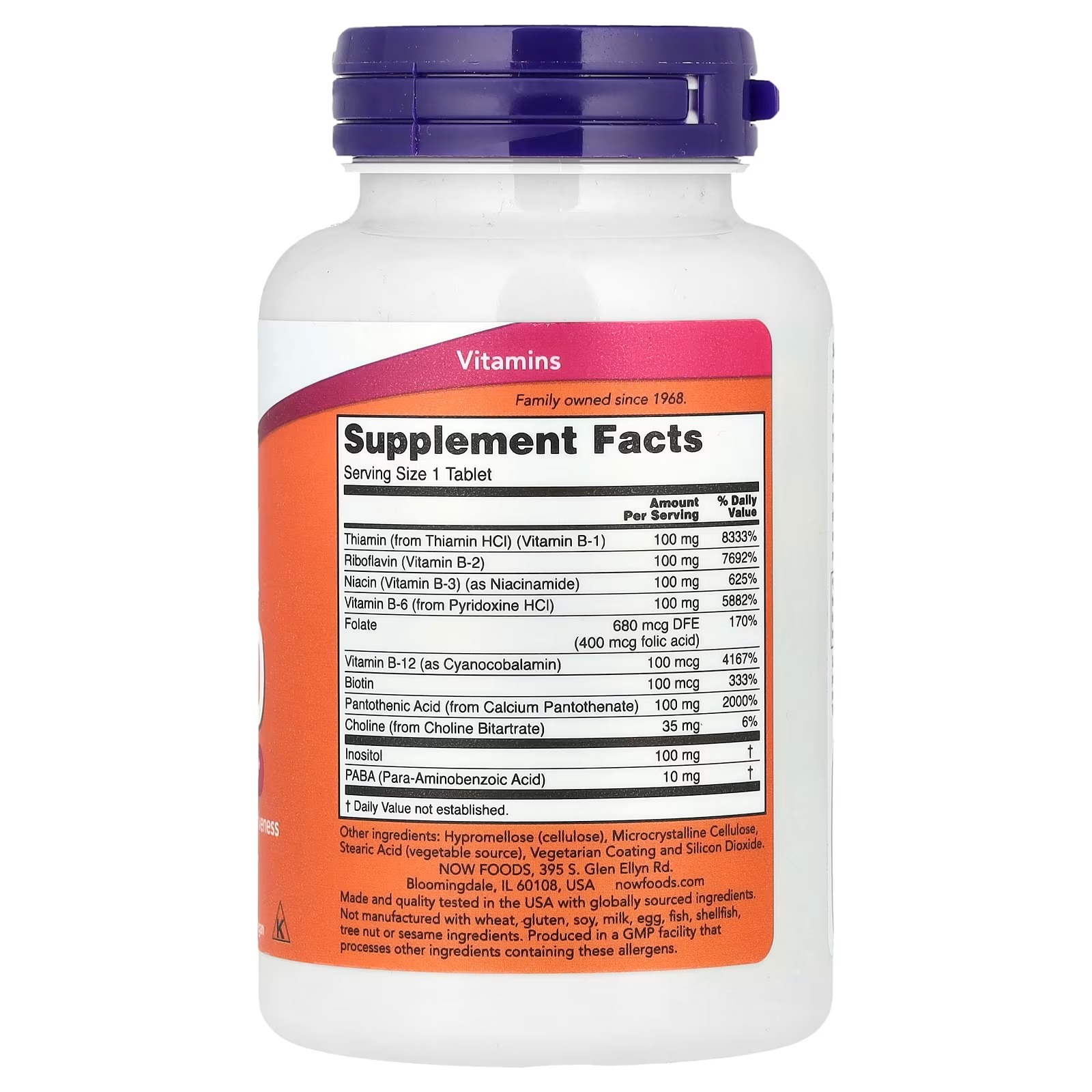 NOW Foods Sustained Release B-100 Nervous System Health 100 Tablets thumbnail 2