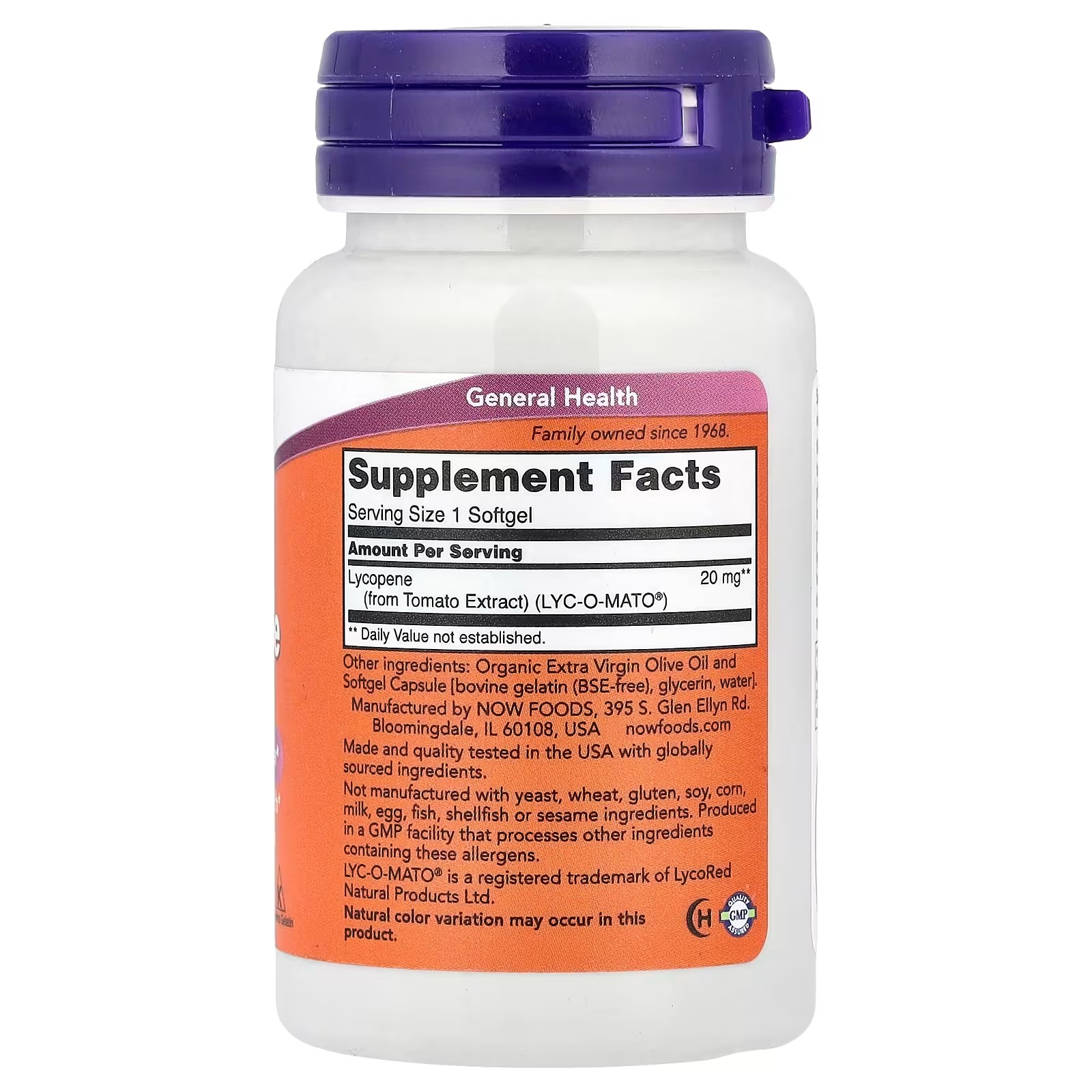 NOW Foods Lycopene 20 mg Supports Vascular Health 50 Softgels thumbnail 2
