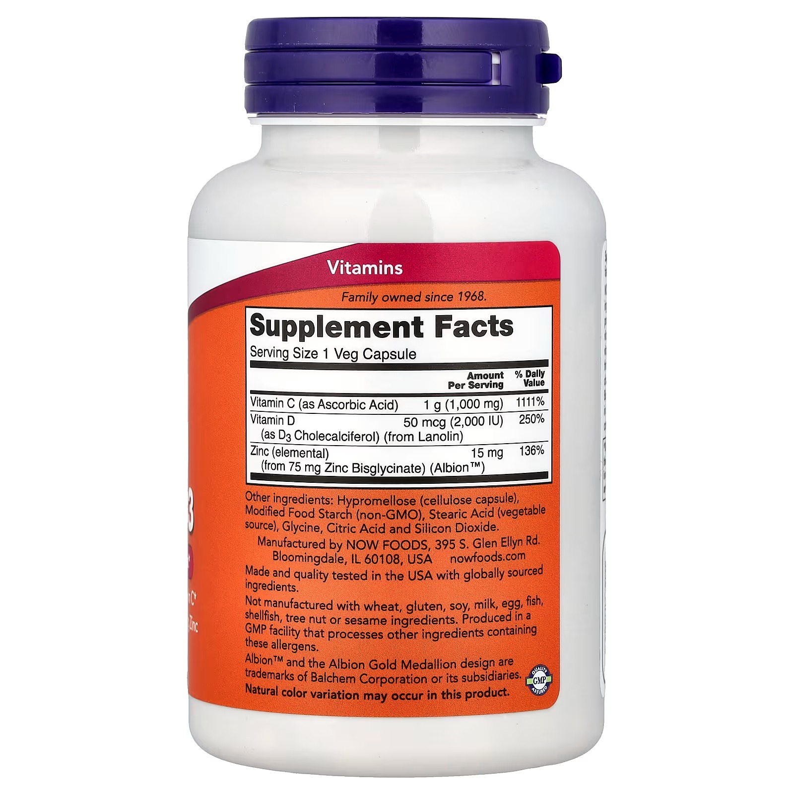 NOW Foods C-1000 Zinc & D-3 Antioxidant Protection of Vitamin C 100  Capsules thumbnail 2