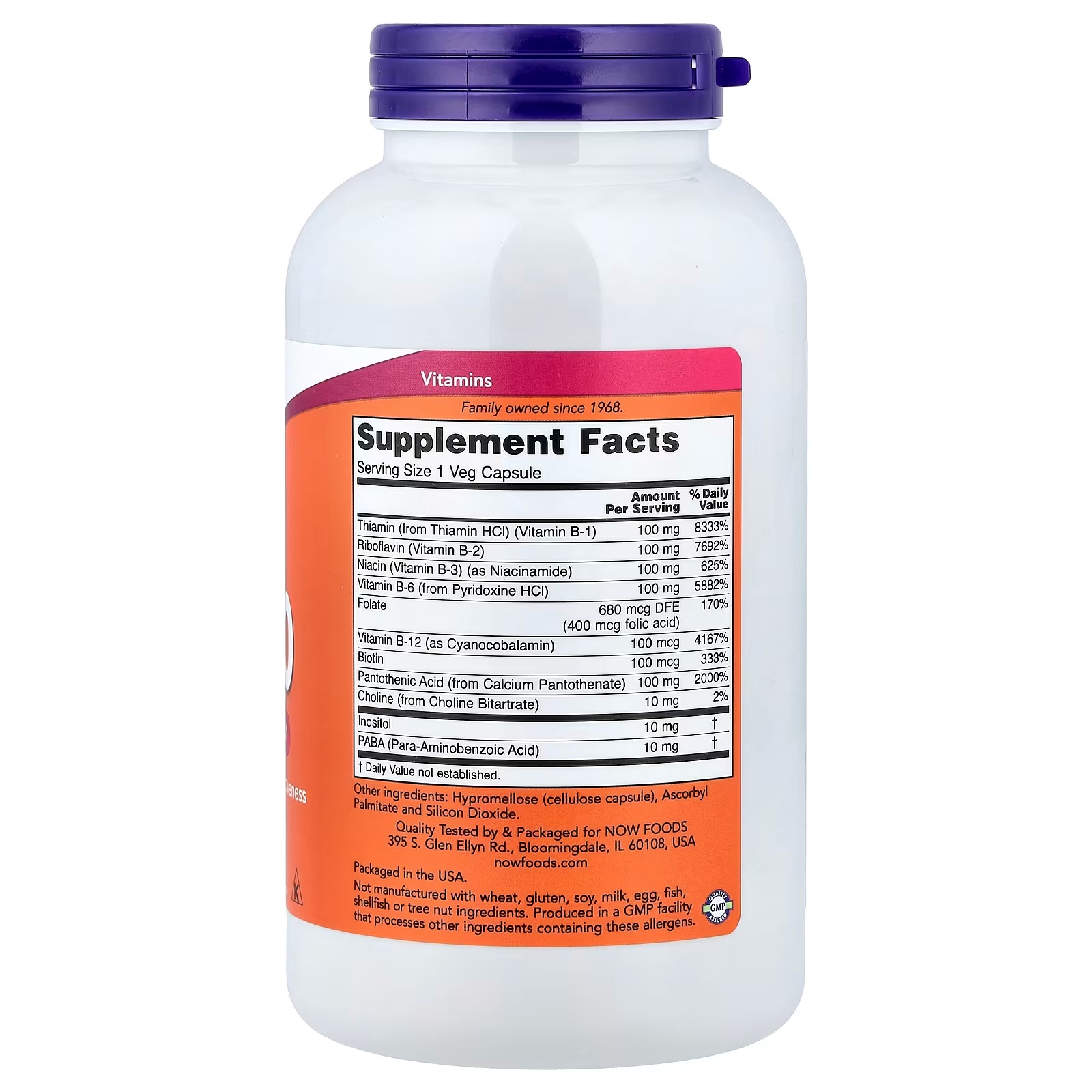 NOW Foods B-100 B-Complex For Maximum Effectiveness 250 Capsules thumbnail 2