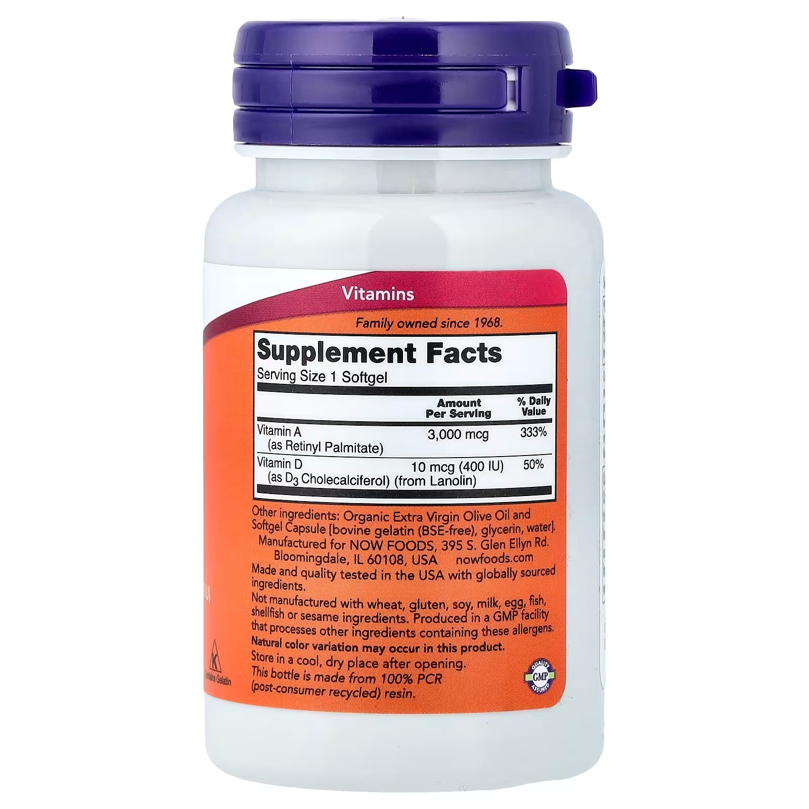 NOW Foods Vitamin A&D Eye & Bone Health 100 Softgels thumbnail 2