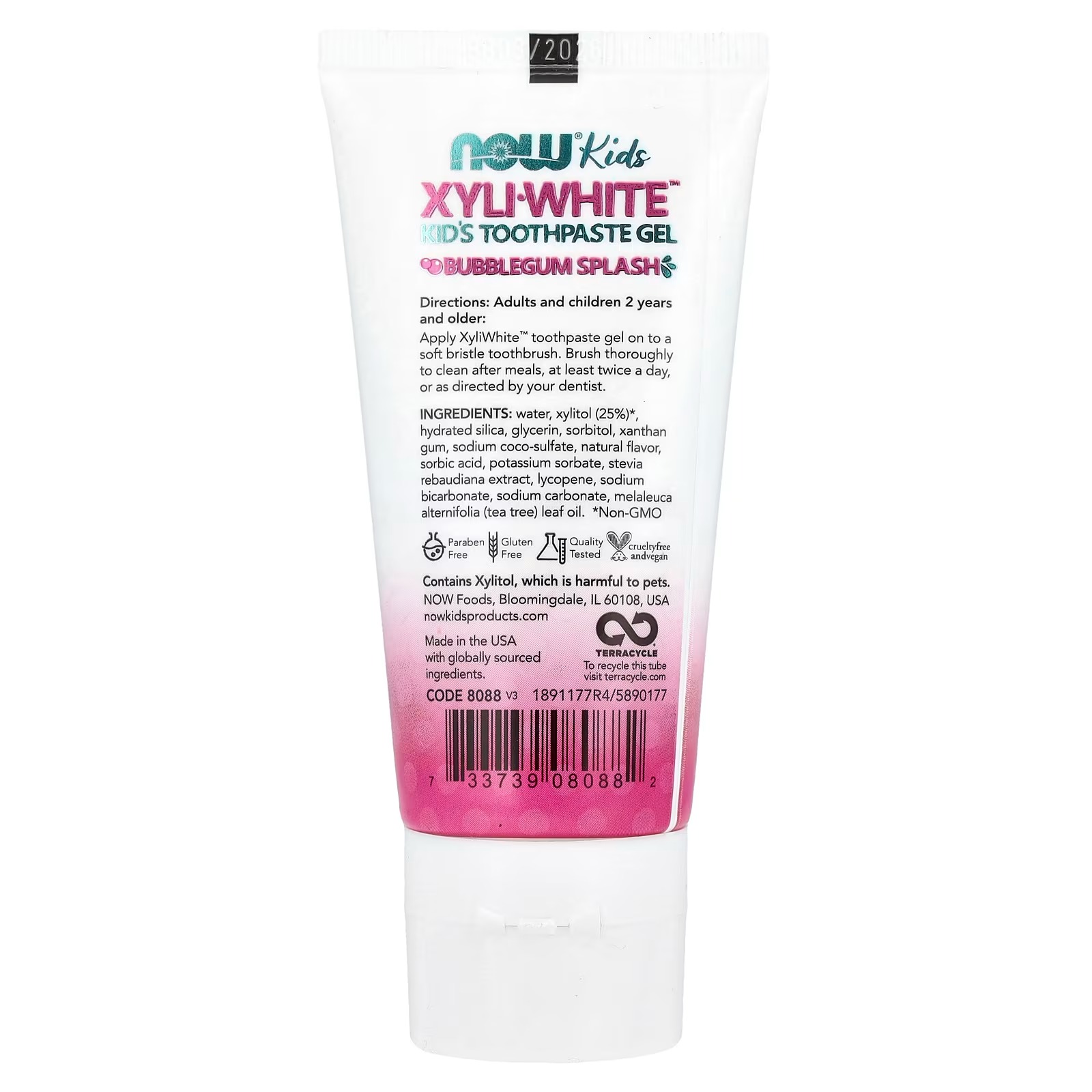 NOW Foods Xyli-White™Kid's Toothpaste Gel Bubblegum Splash 85 g thumbnail 2