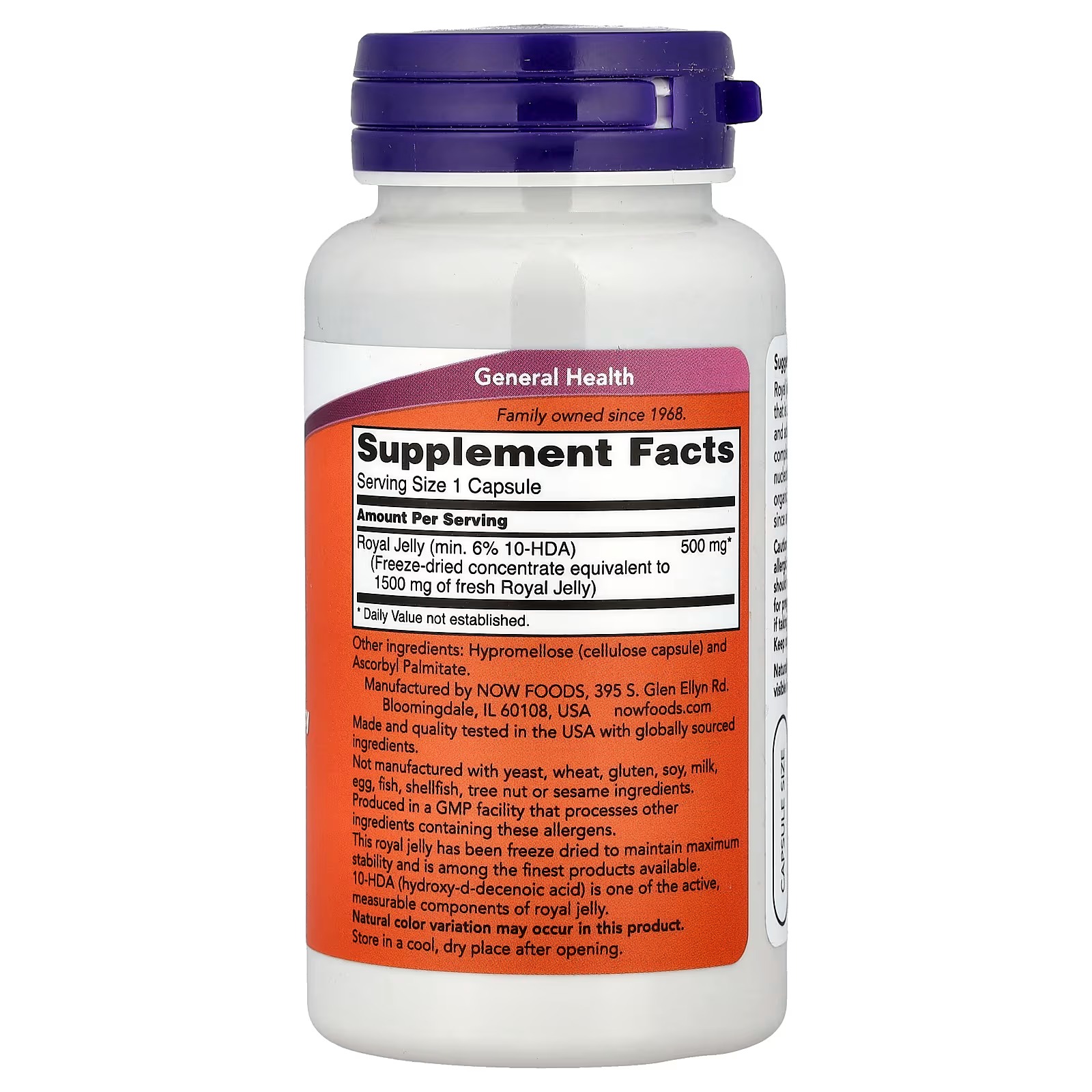 NOW Foods Royal Jelly 60 1500 mg Equivalency Capsules thumbnail 2