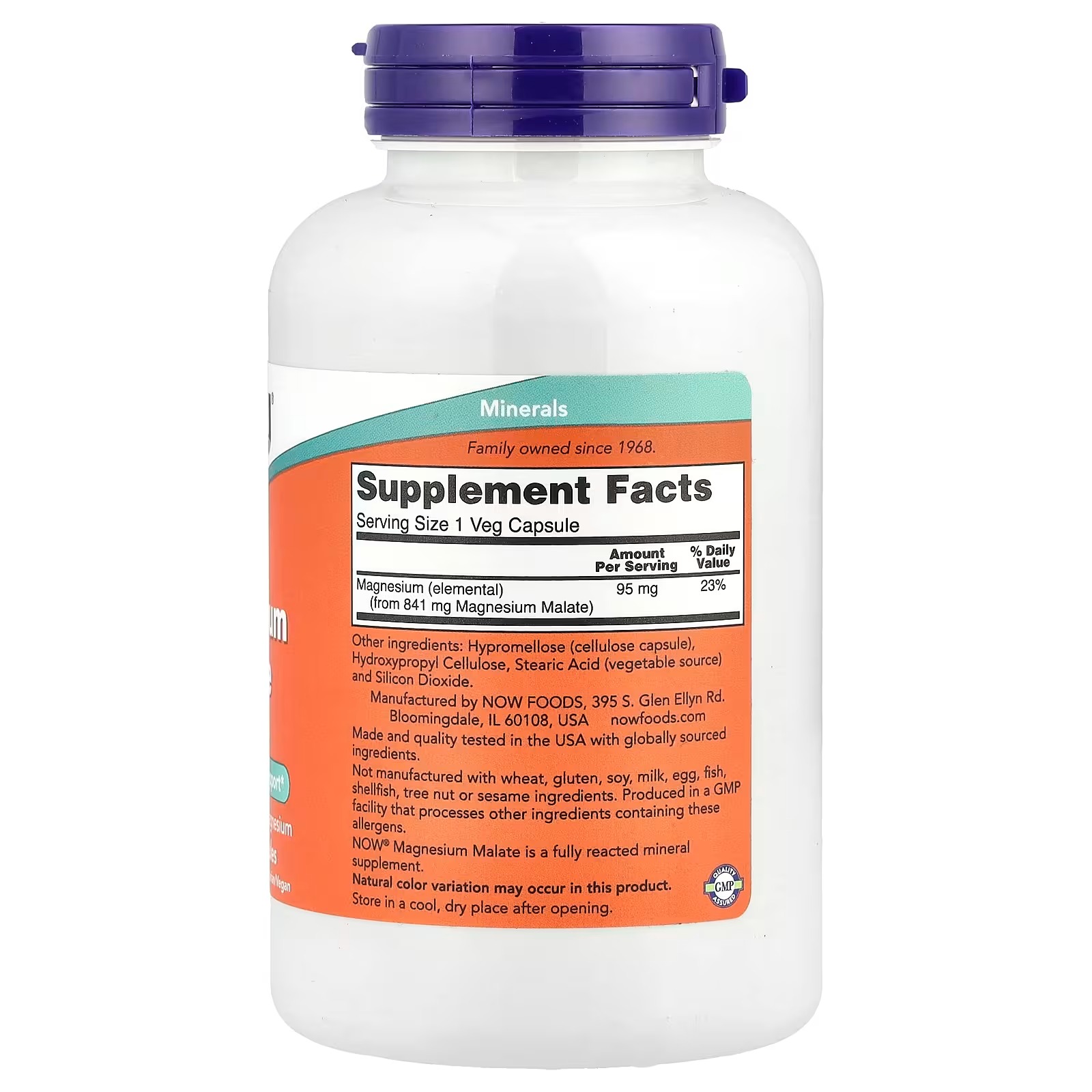 NOW Foods Magnesium Malate 95 mg Elemental Magnesium180  Capsules thumbnail 2