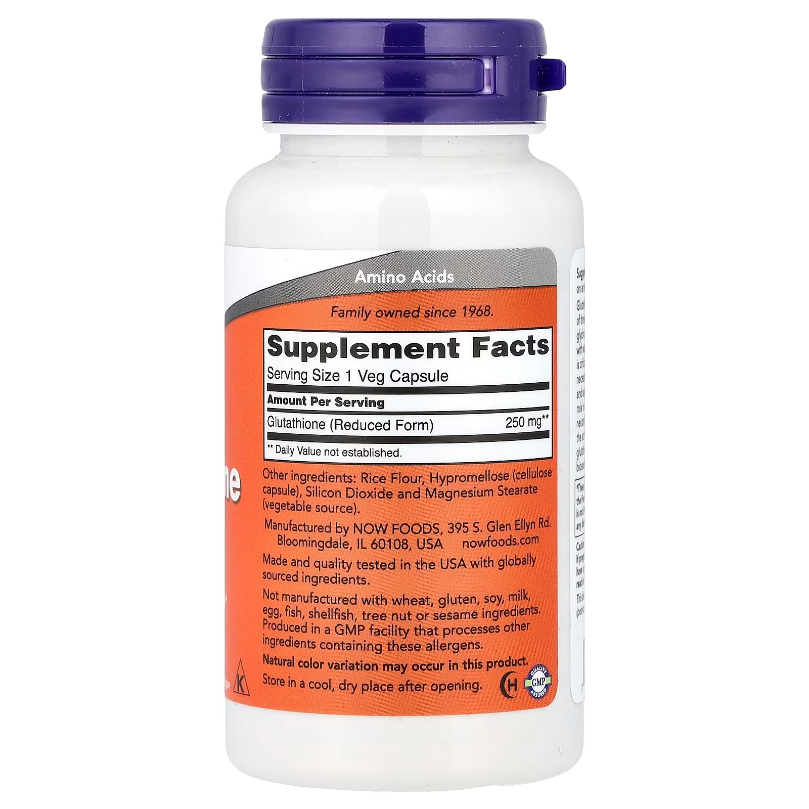 NOW Foods Glutathione 250 mg Free Radical Neutralizer 120 Capsules thumbnail 2