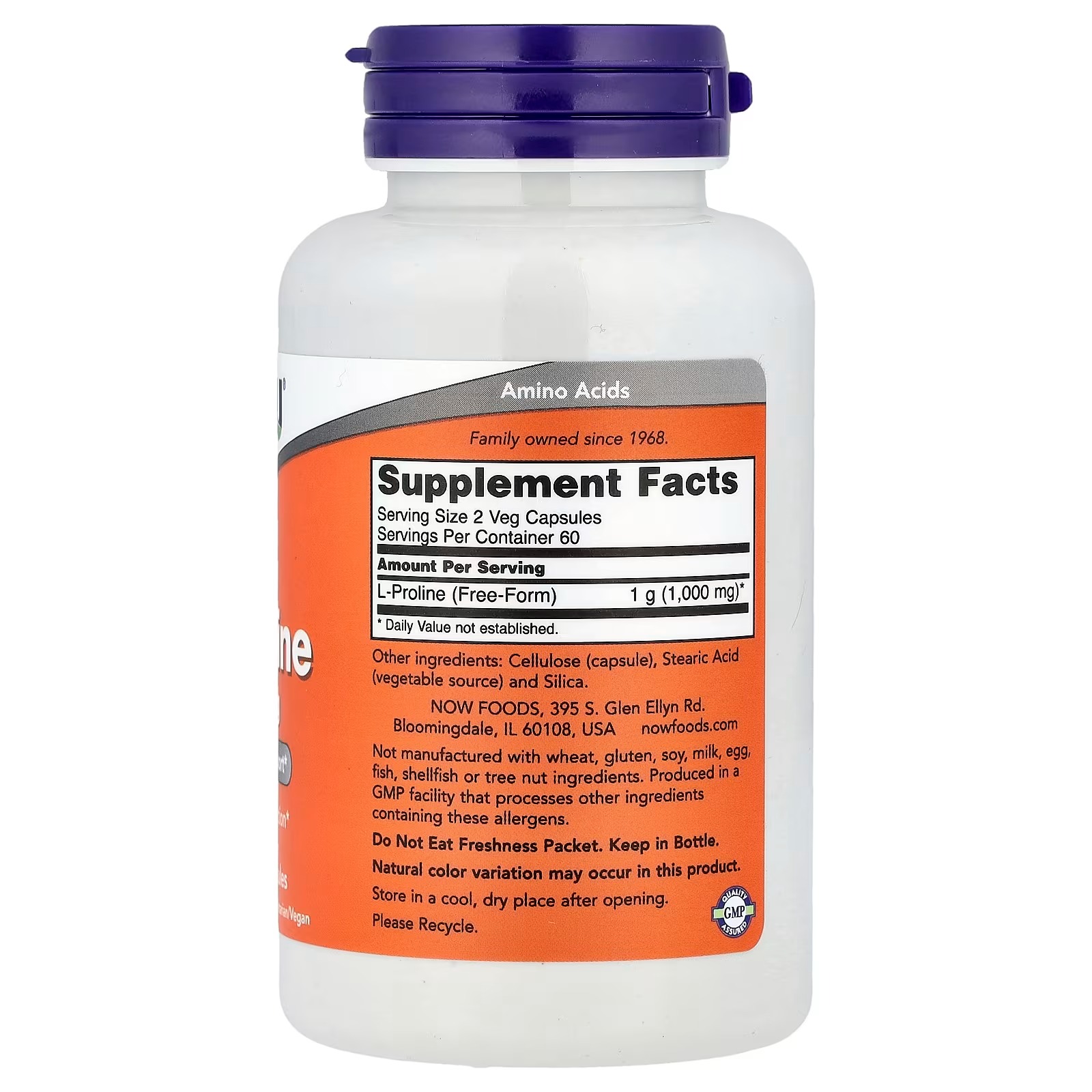 NOW Foods L-Proline Collagen Production 120 Capsules thumbnail 2
