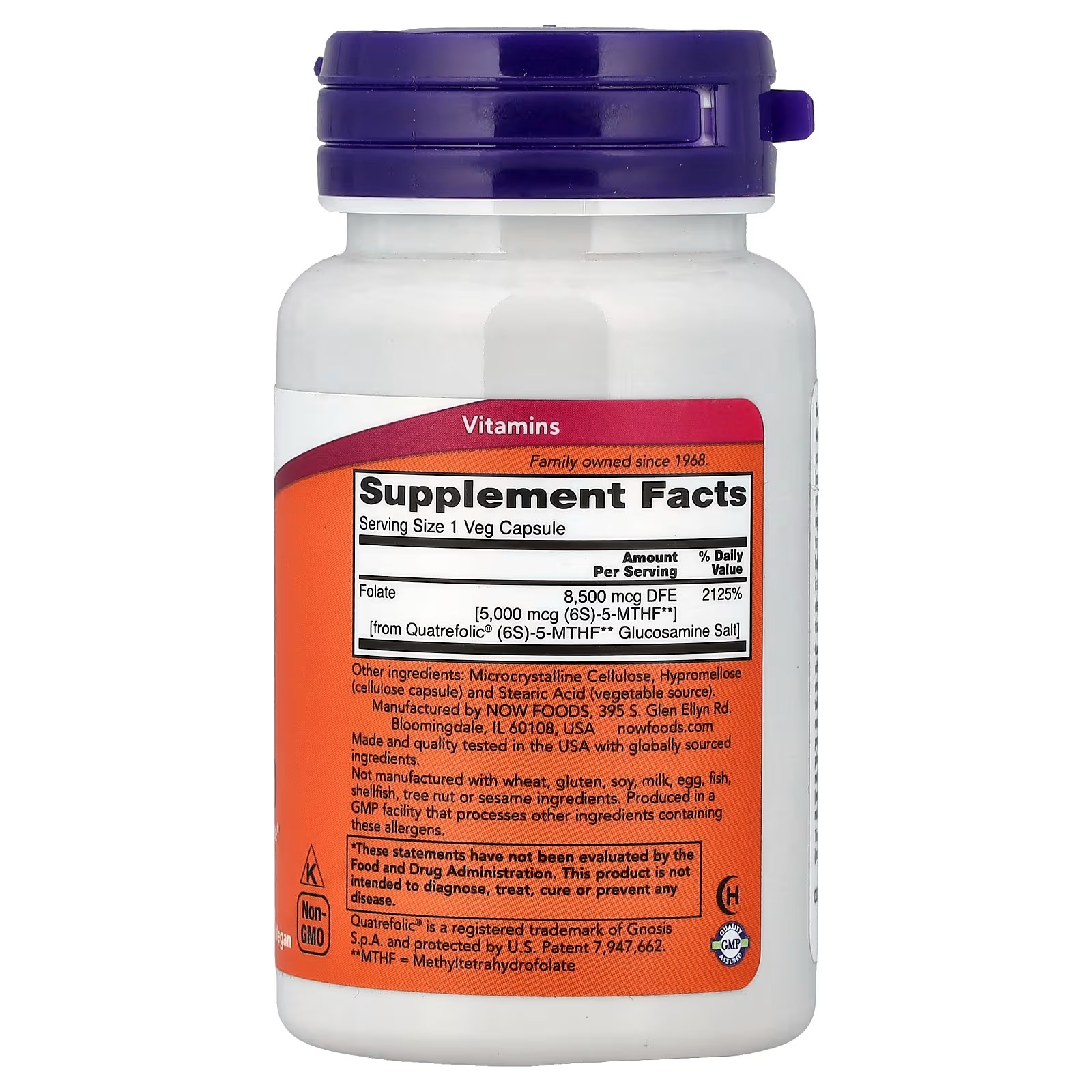 NOW Foods Methyl Folate 5,000 mcg Metabolically Active Folate 50 Capsules thumbnail 2