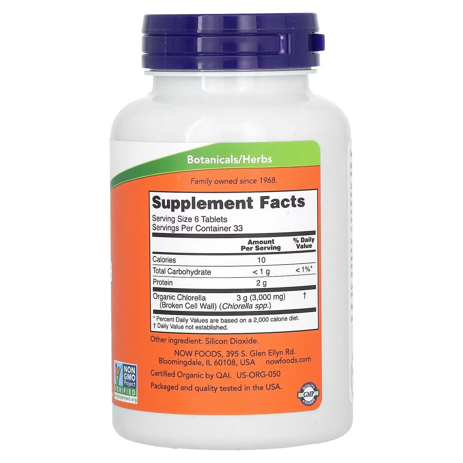 NOW Foods Certified Organic Chlorella 500 mg 200 Tablets thumbnail 2