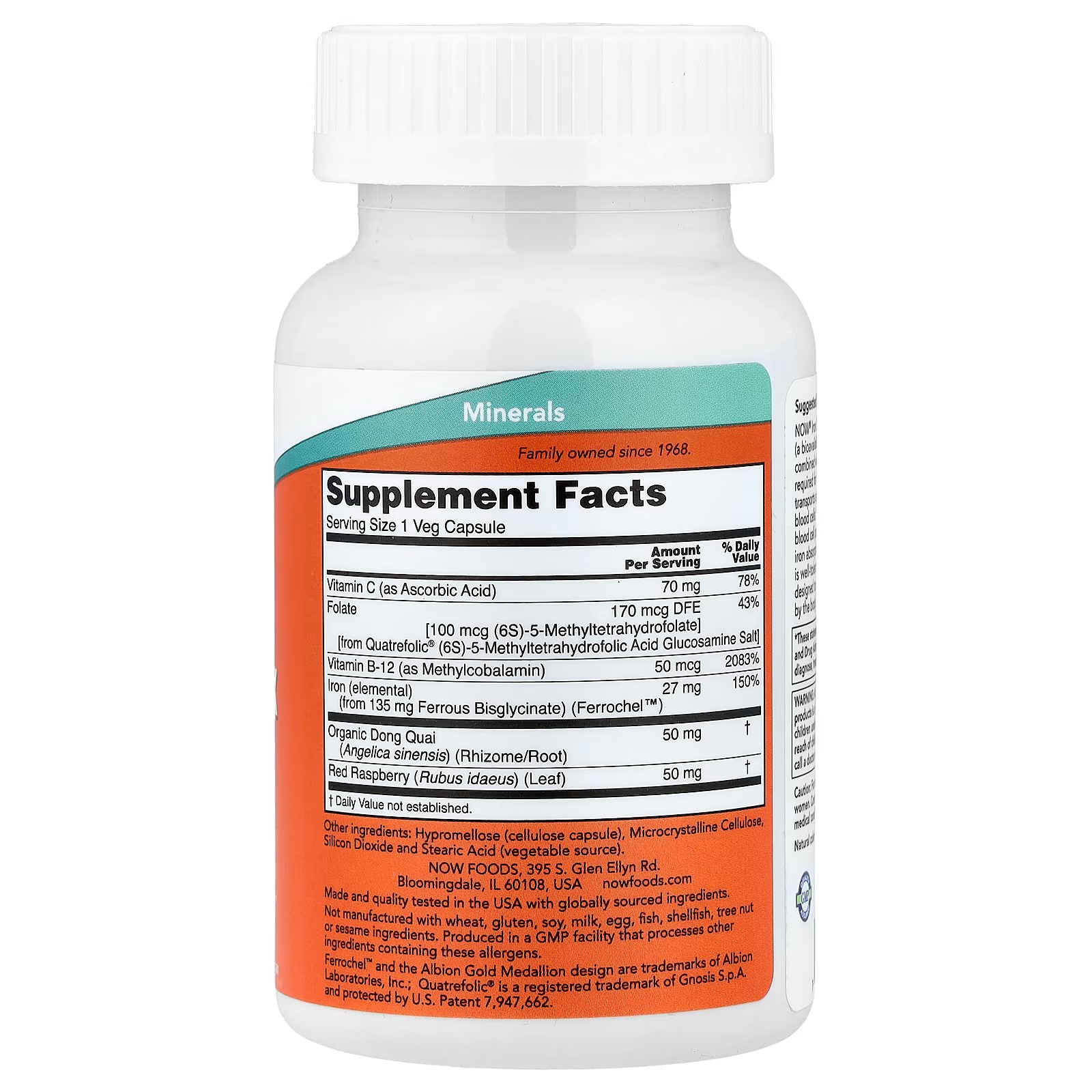 NOW Foods Iron Complex Ferrochel™ Iron Bisglycinate 100 Capsules thumbnail 2